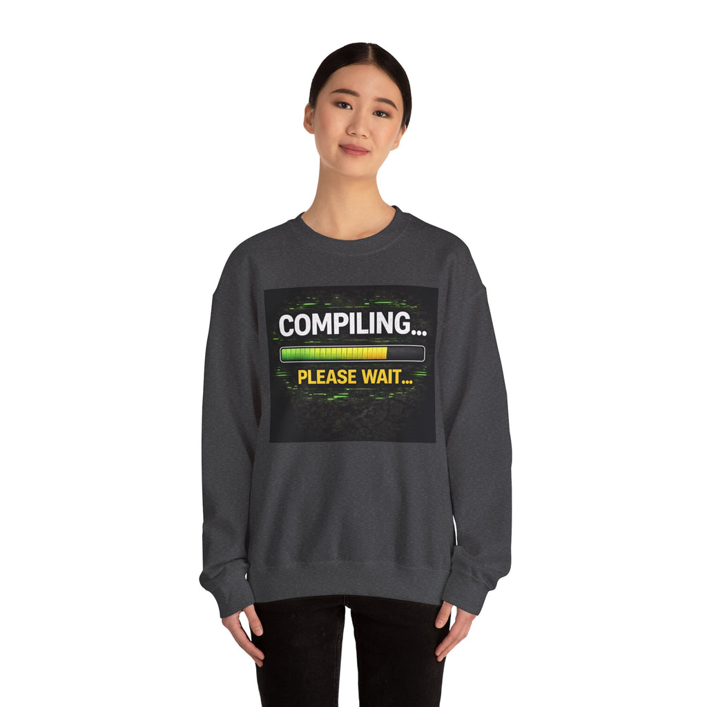 "Compiling... Please Wait" Tech Humor Crewneck Sweatshirt
