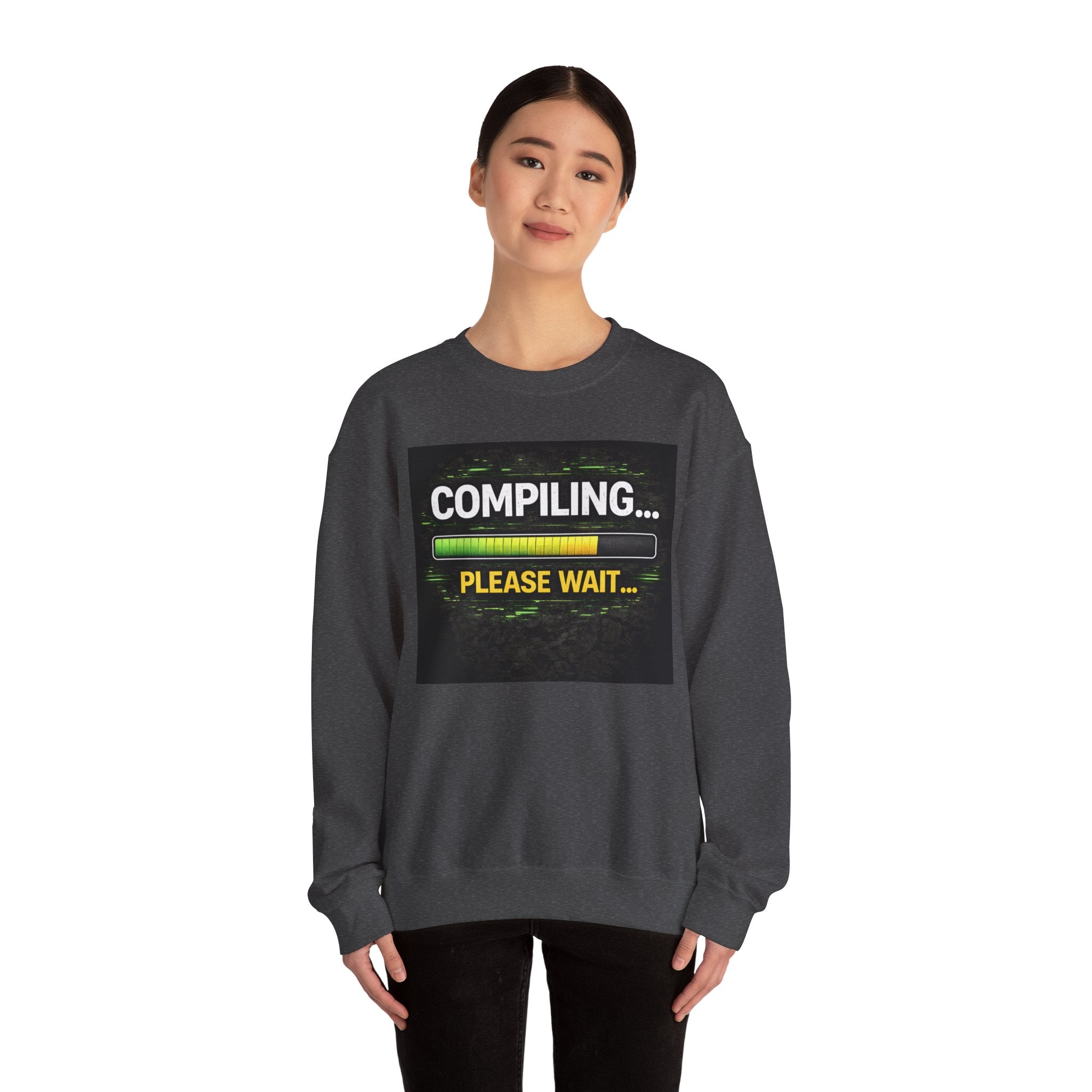 "Compiling... Please Wait" Tech Humor Crewneck Sweatshirt