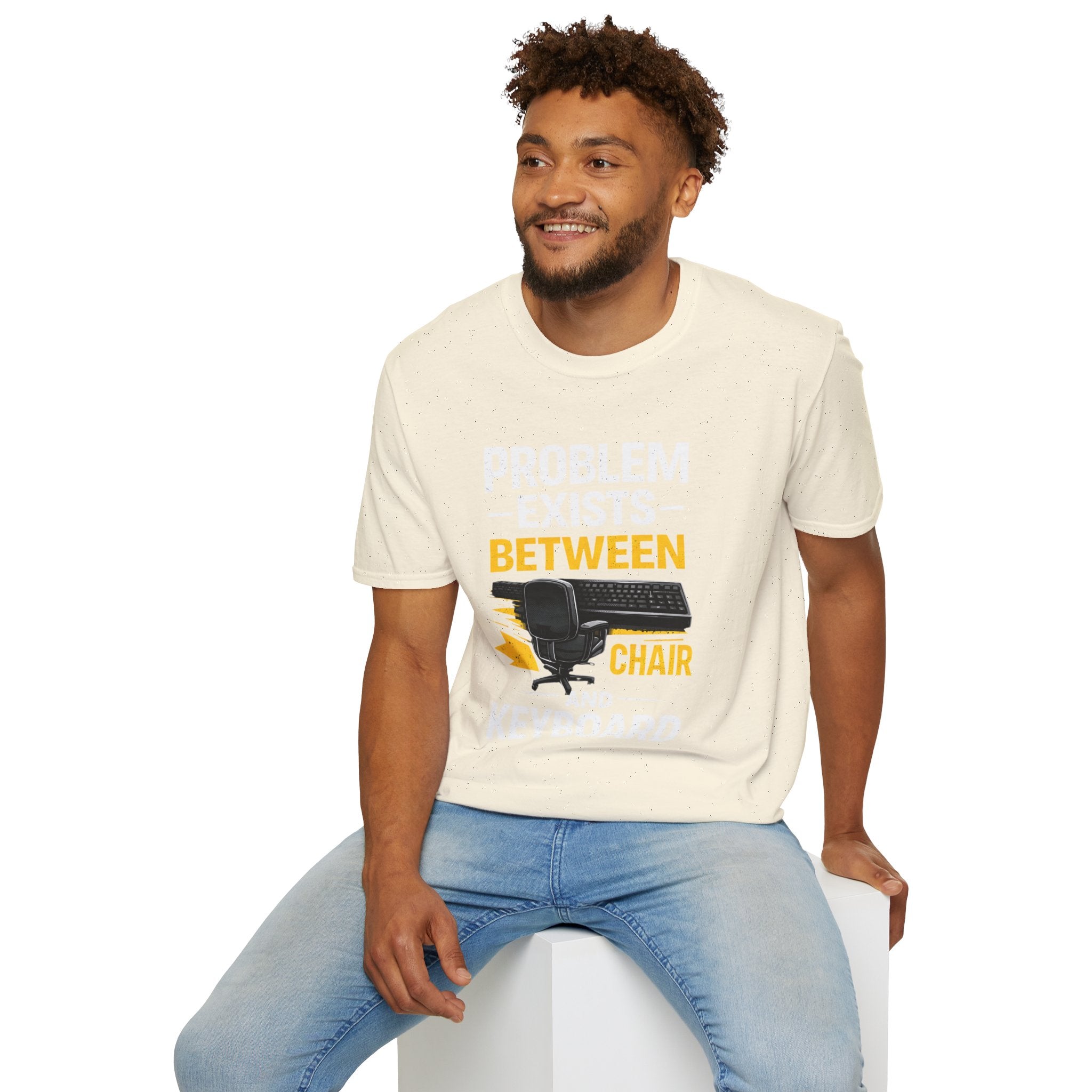 "Problem Exists Between Chair and Keyboard" Tech Humor T-Shirt — Funny Gamer/IT Tee