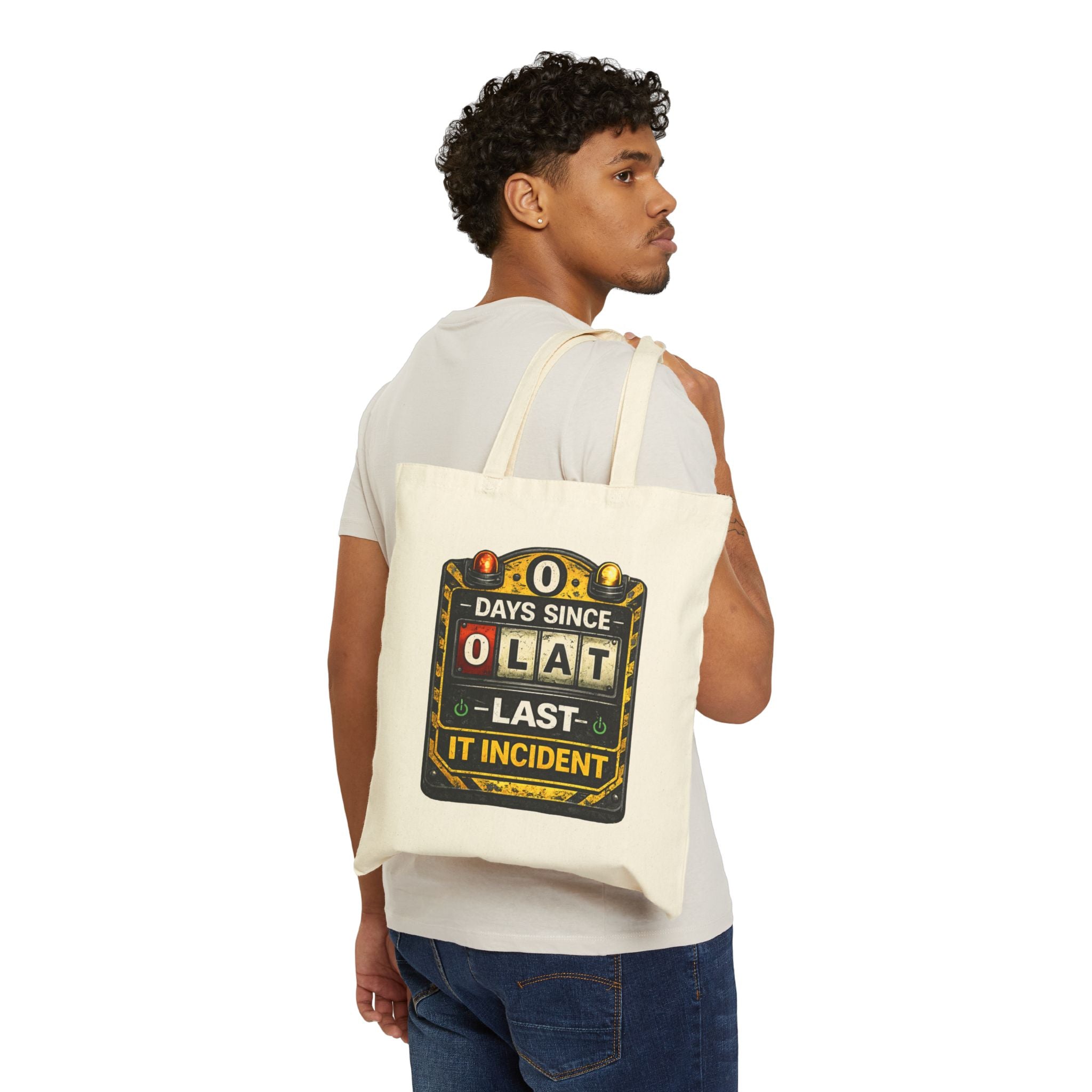 "0 Days Since Last IT Incident" Funny IT Tech Humor Cotton Canvas Tote Bag