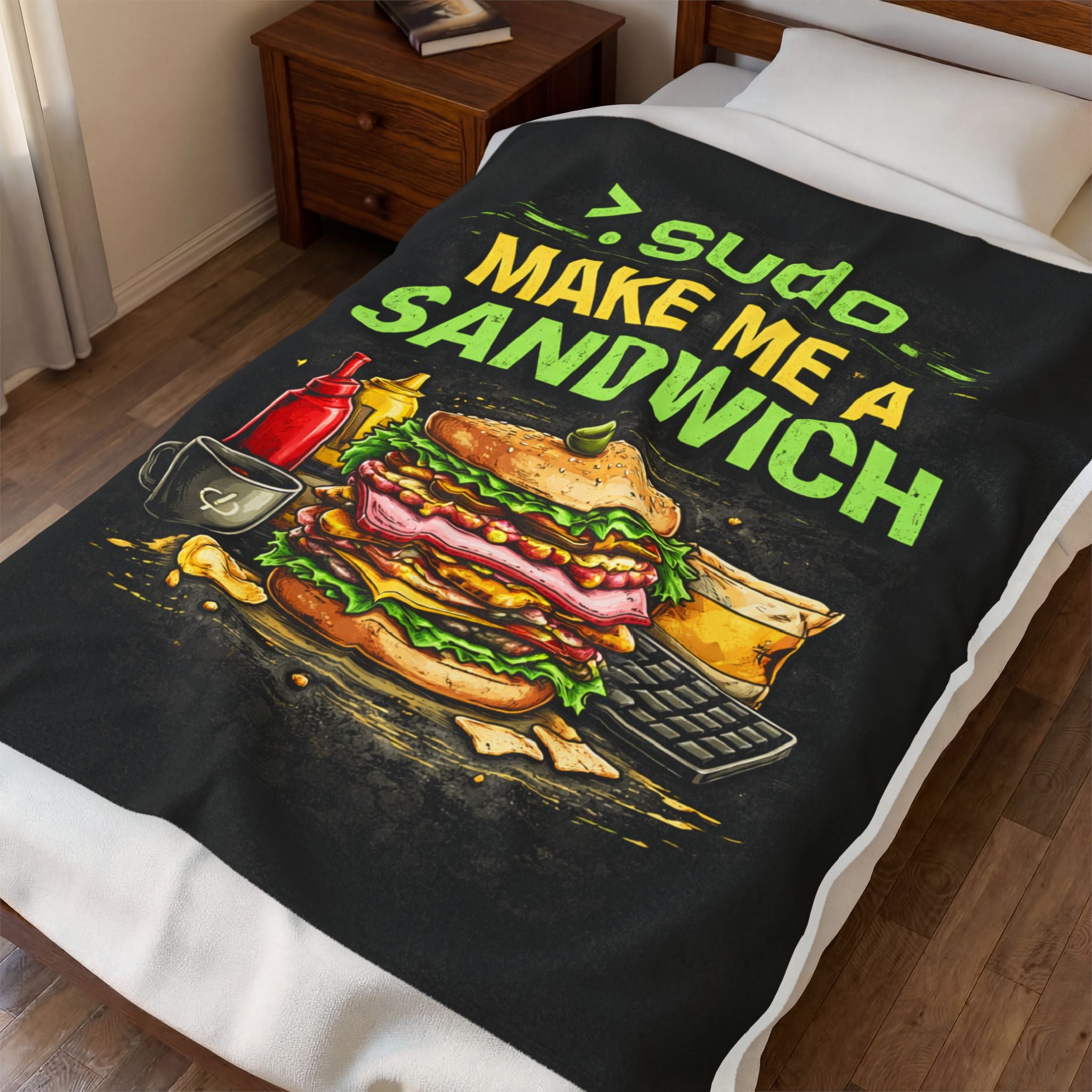 ">. Sudo Make Me a Sandwich" IT Humor Funny IT Velveteen Plush Blanket
