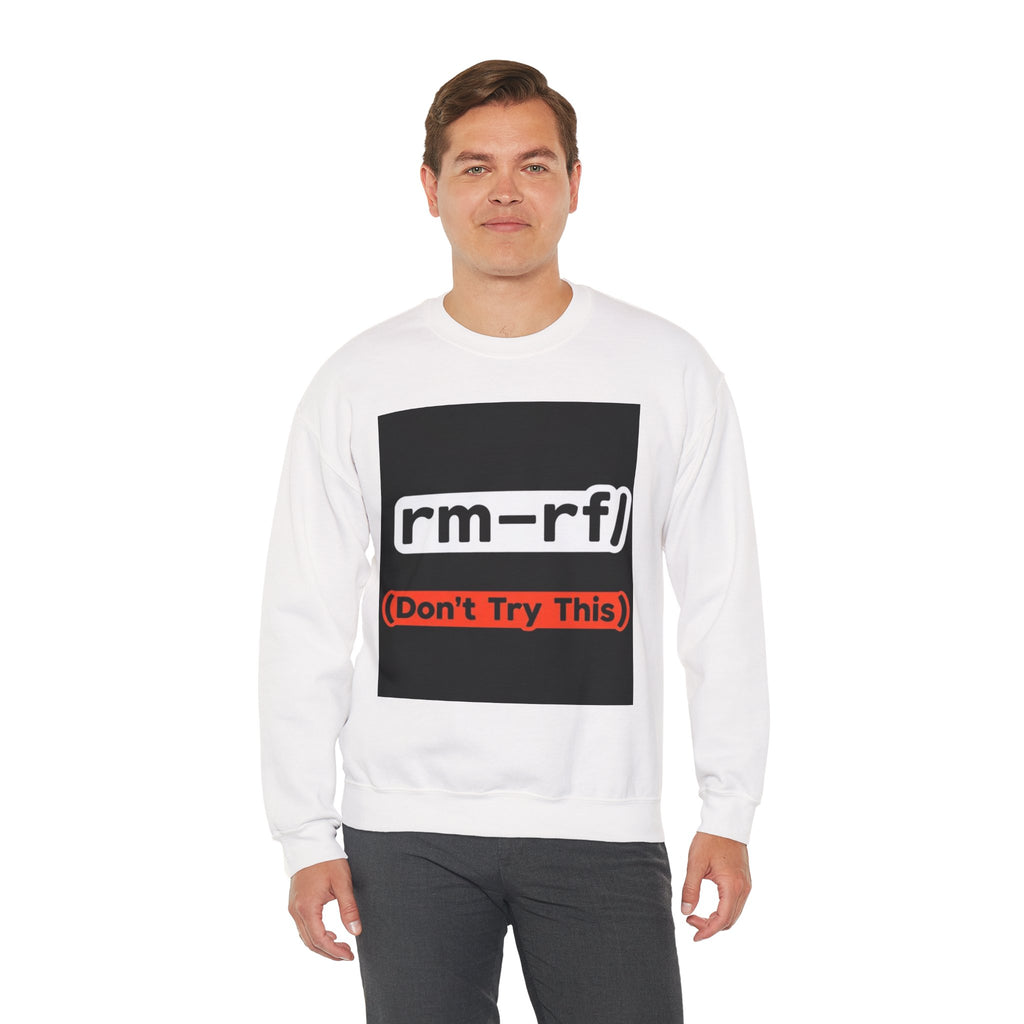"rm -rf/ (Don't Try This)" — Funny Linux Command Crewneck Sweatshirt