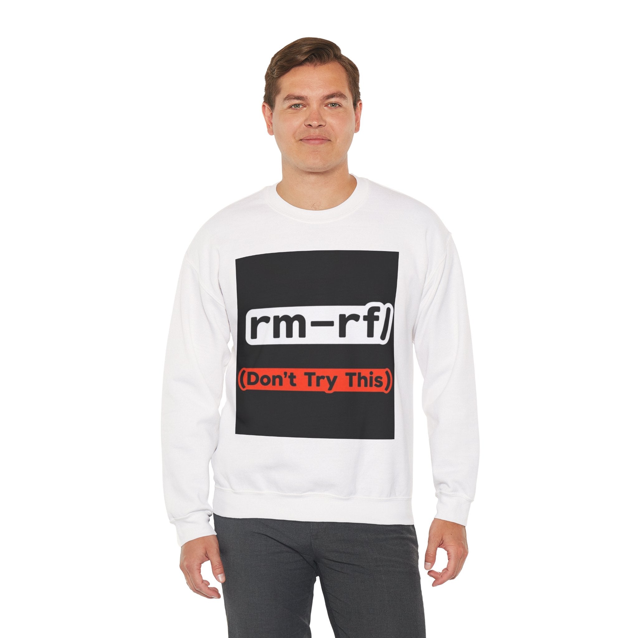 "rm -rf/ (Don't Try This)" — Funny Linux Command Crewneck Sweatshirt