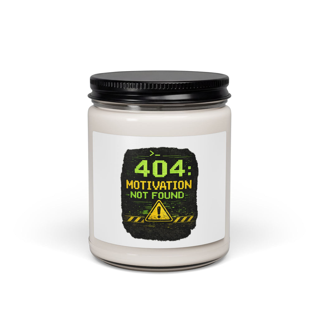 "404 Motivation Not Found" Scented Soy Candle — Funny Tech Gift