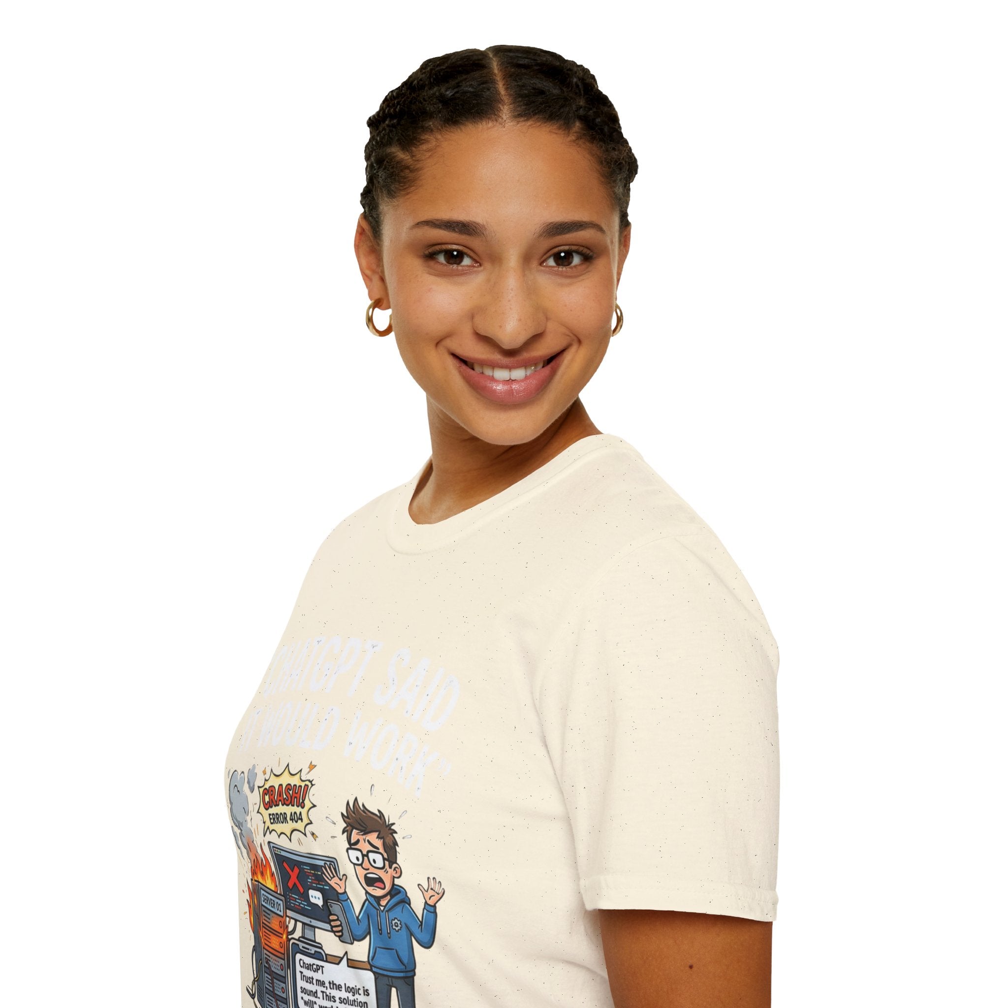 "ChatGPT Said It Would Work" Funny IT T-Shirt — Programmer Tech Humor AI Fail Tee