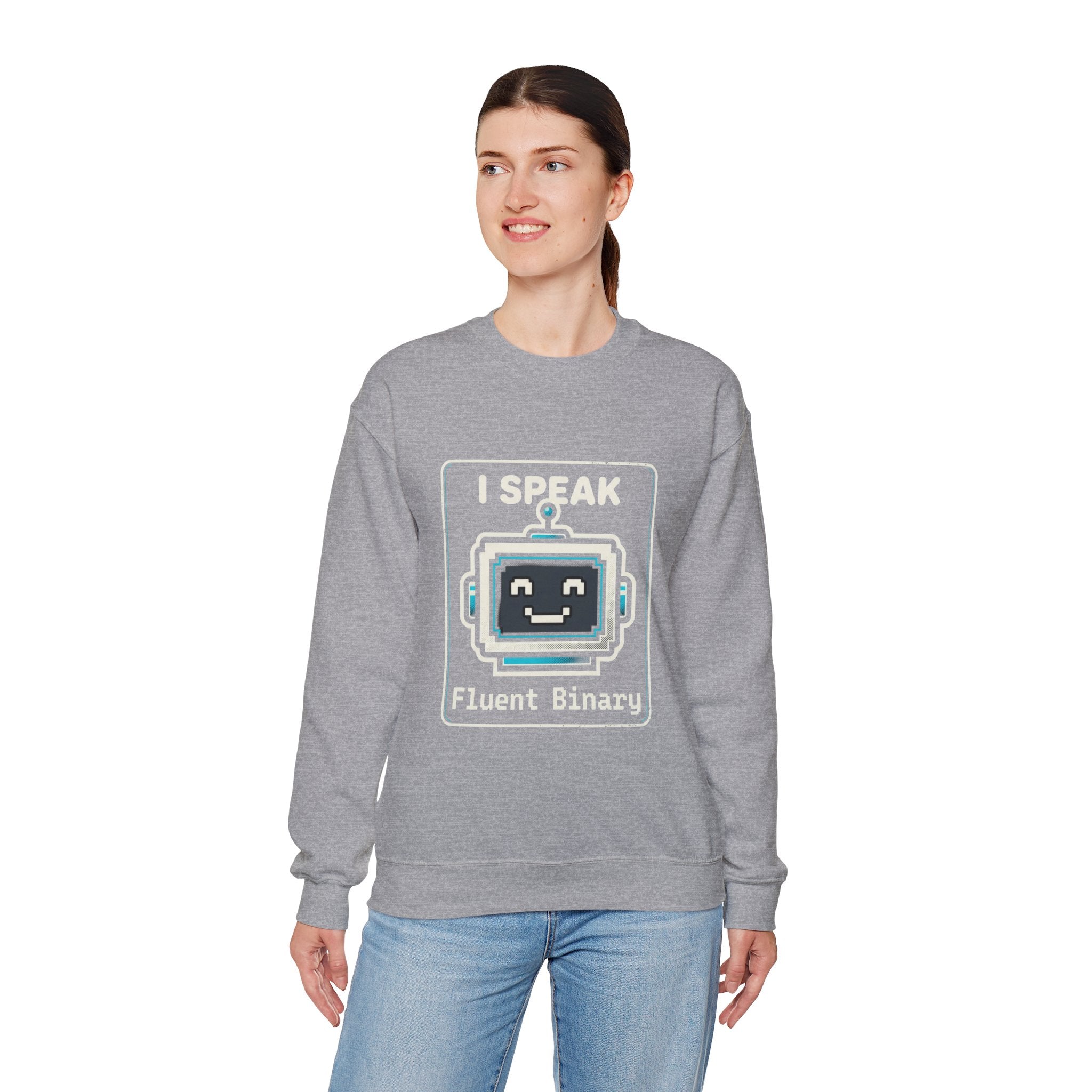 "I Speak Fluent Binary" Funny IT Crewneck Sweatshirt