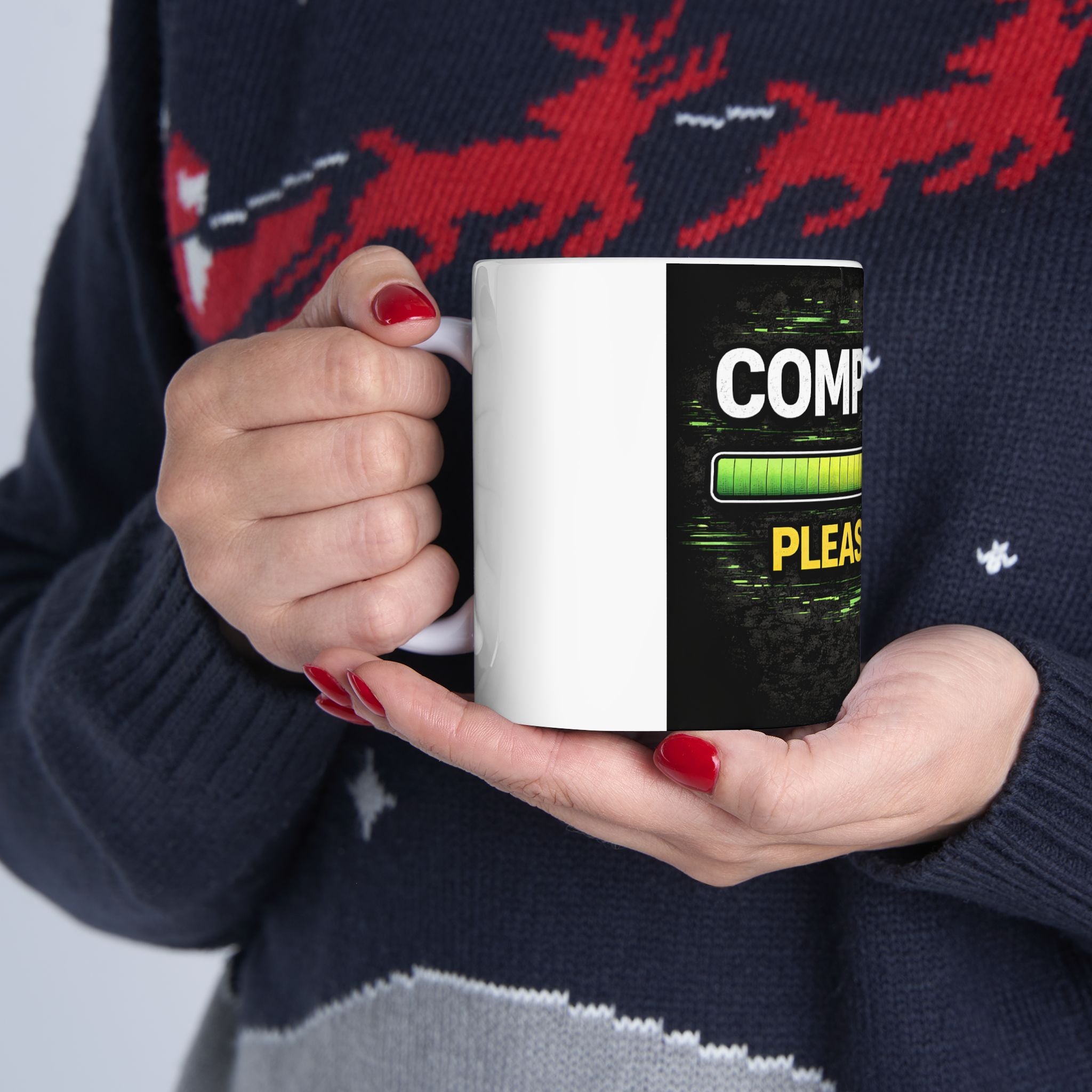 "Compiling... Please Wait" Geek Humor Ceramic Mug, (11oz, 15oz)