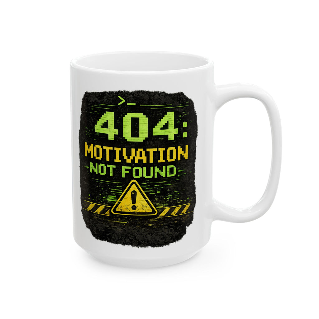 "Error 404 Motivation Not Found" Geek Humor Ceramic Mug, (11oz, 15oz)