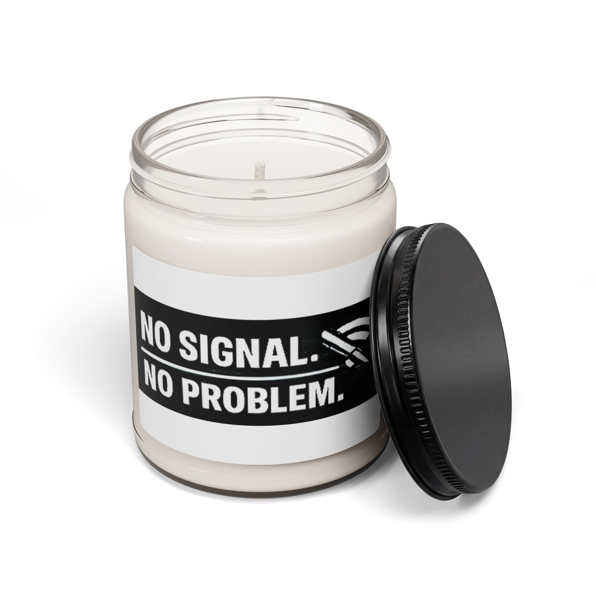 "No Signal, No Problem" IT Humor Soy Candle — 9oz Scented Jar for Relaxation & Digital Detox