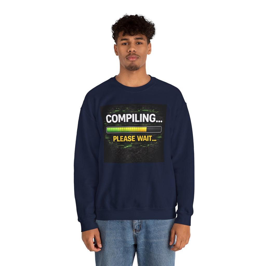 "Compiling... Please Wait" Tech Humor Crewneck Sweatshirt