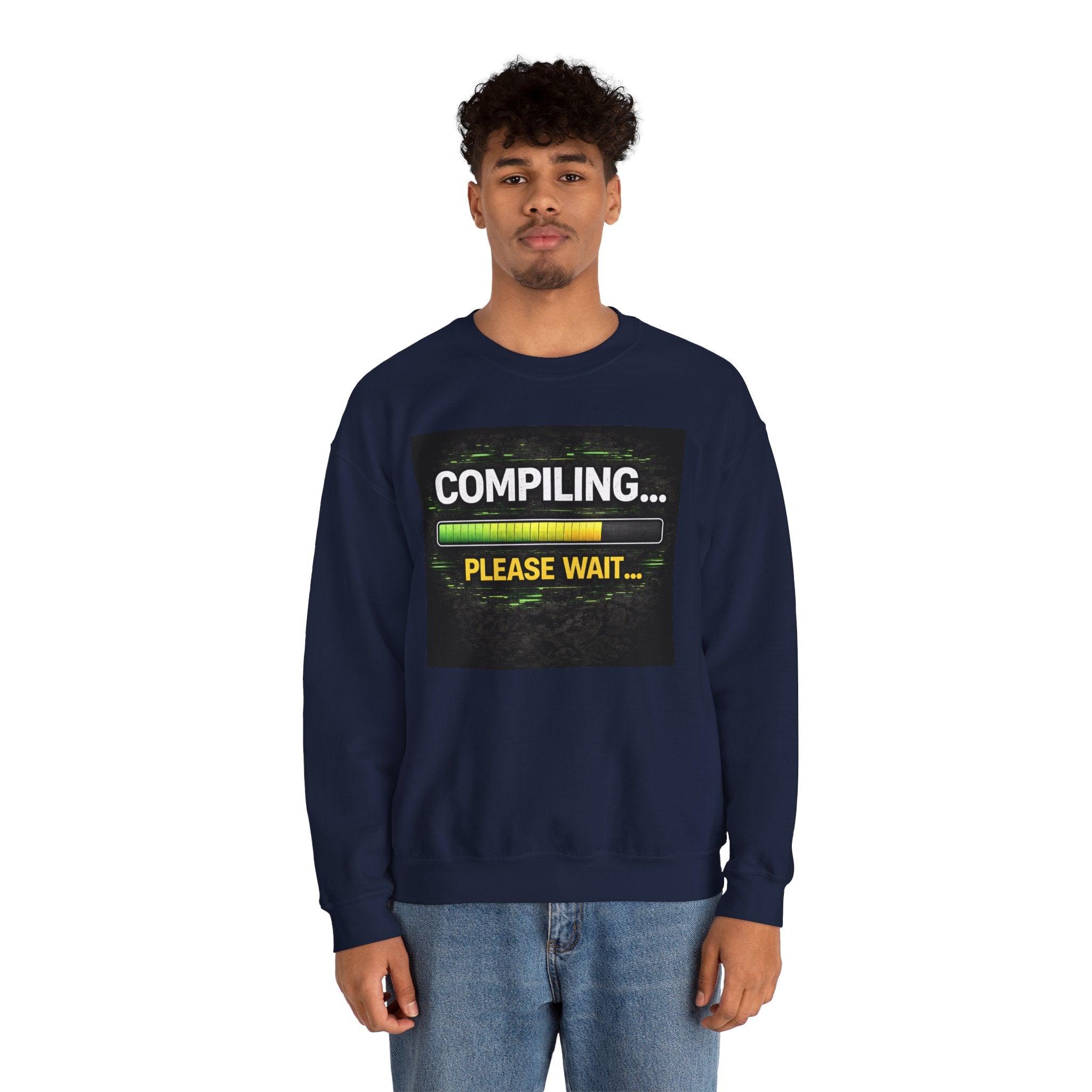 "Compiling... Please Wait" Tech Humor Crewneck Sweatshirt
