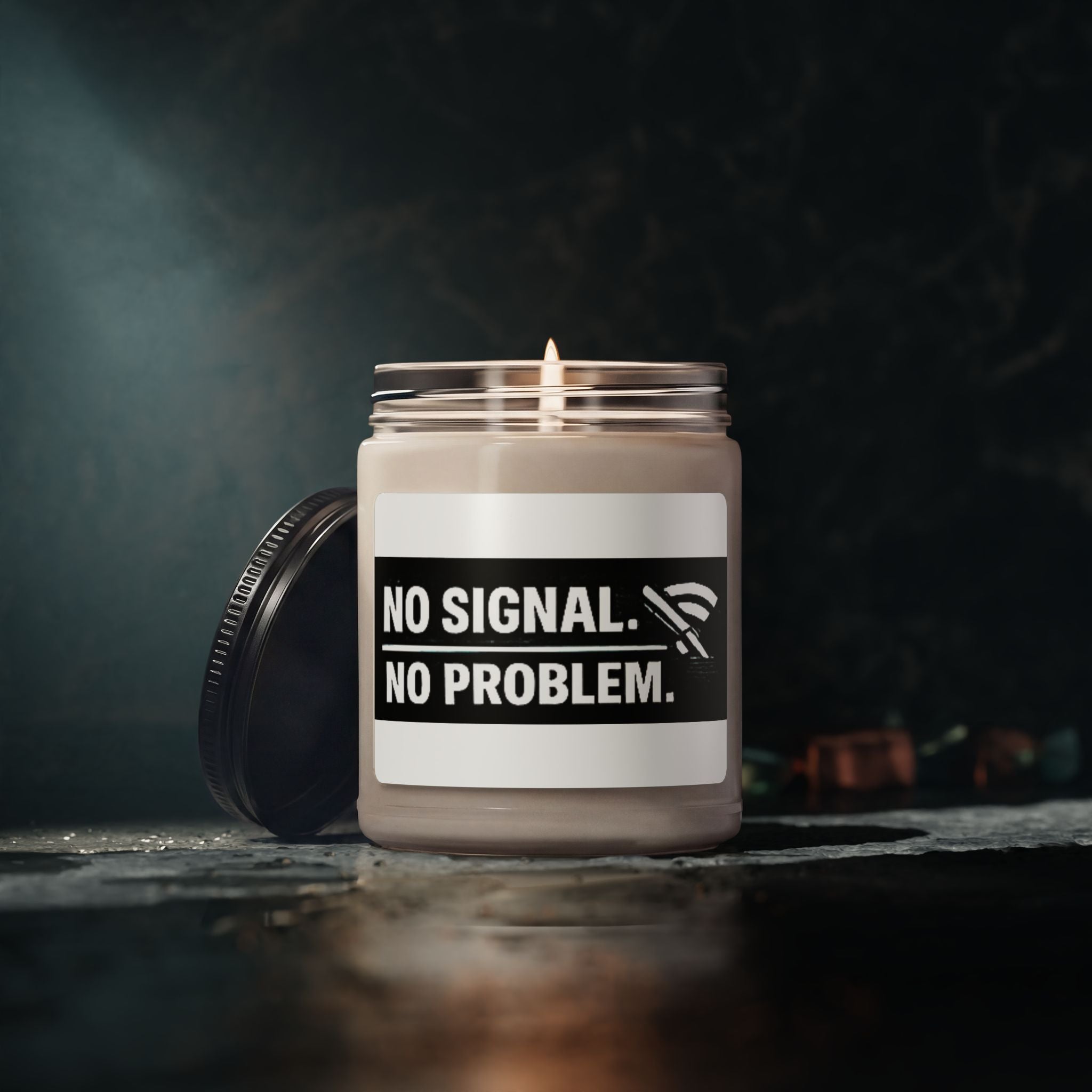"No Signal, No Problem" IT Humor Soy Candle — 9oz Scented Jar for Relaxation & Digital Detox
