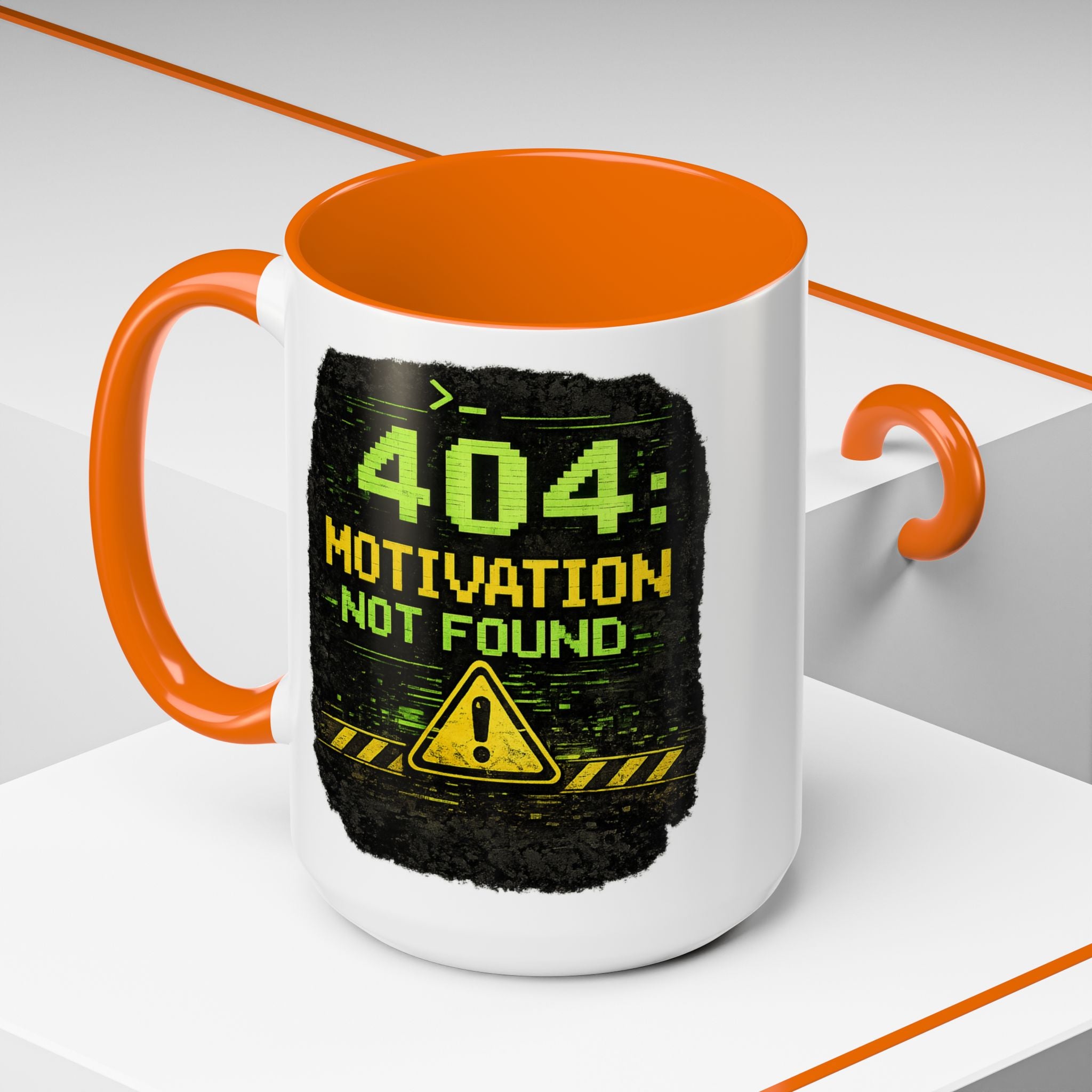 "Error 404 Motivation Not Found" IT Humor Accent Coffee Mug (11, 15oz)