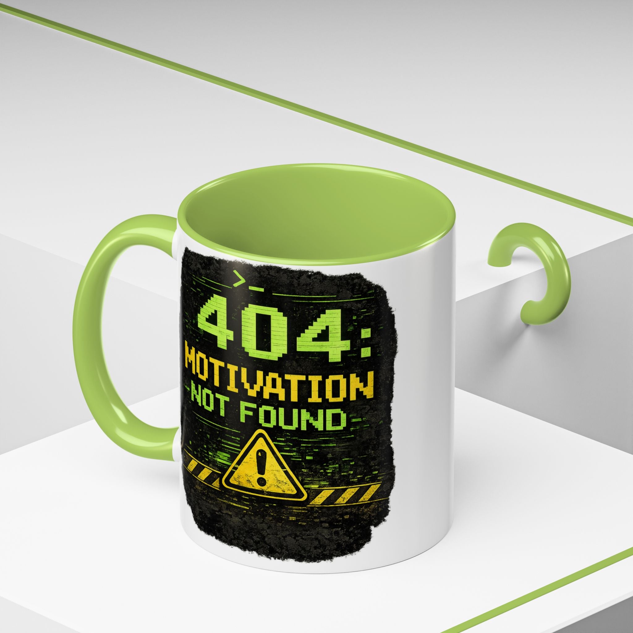 "Error 404 Motivation Not Found" IT Humor Accent Coffee Mug (11, 15oz)