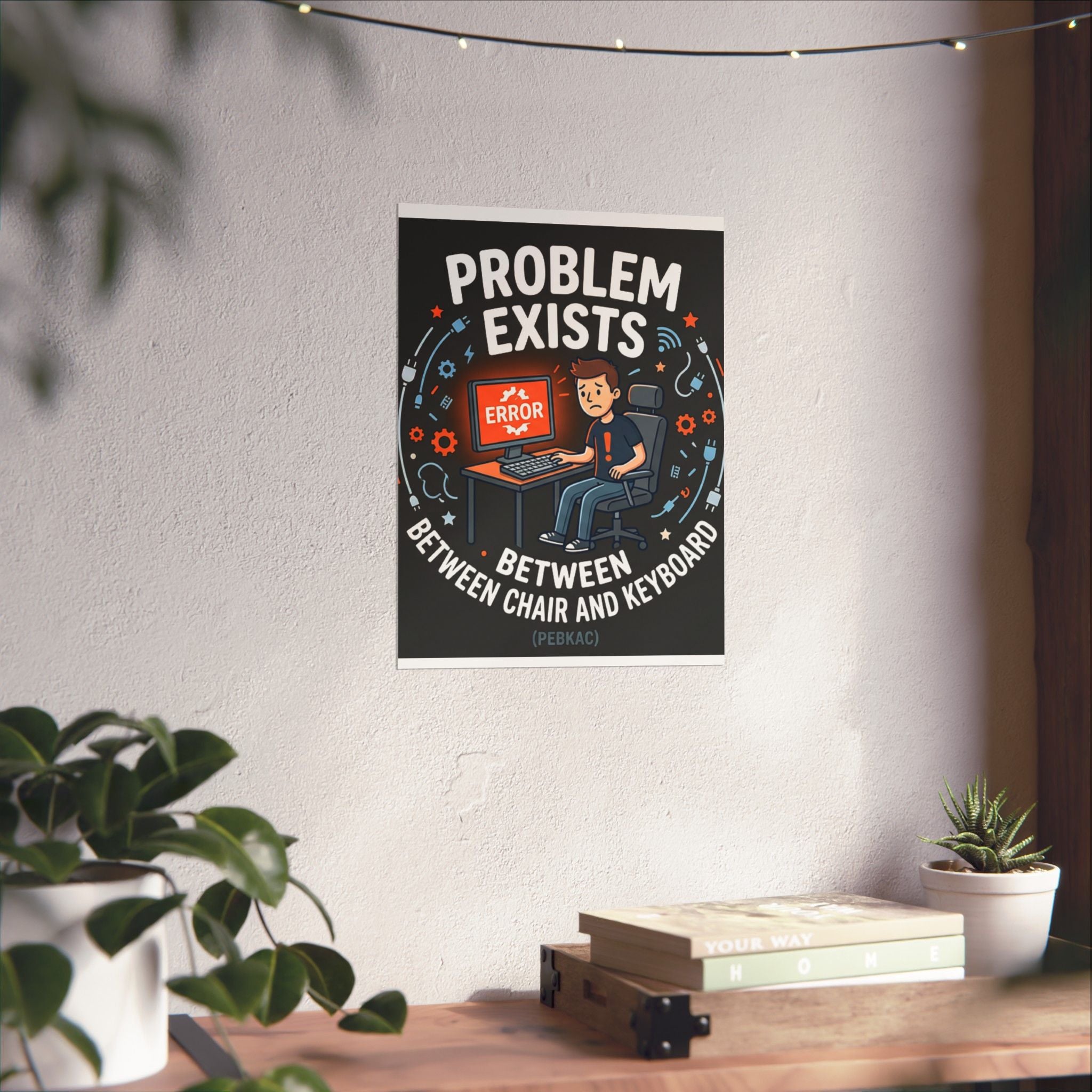"Problem Exists Between Chair & Keyboard" Tech Humor Funny IT Matte Vertical Posters
