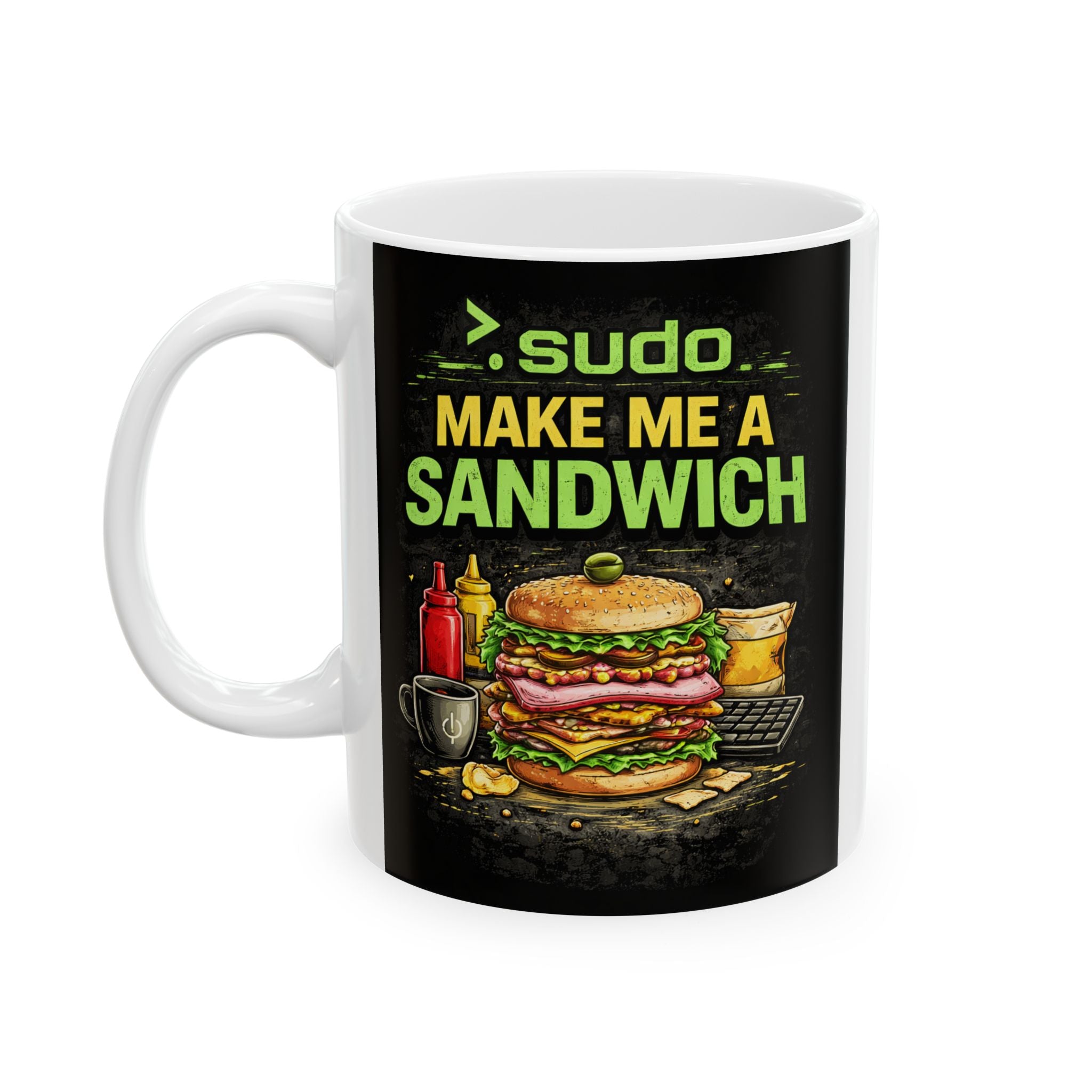 ">. Sudo Make me A Sandwich" Geek Humor Ceramic Mug, (11oz, 15oz)