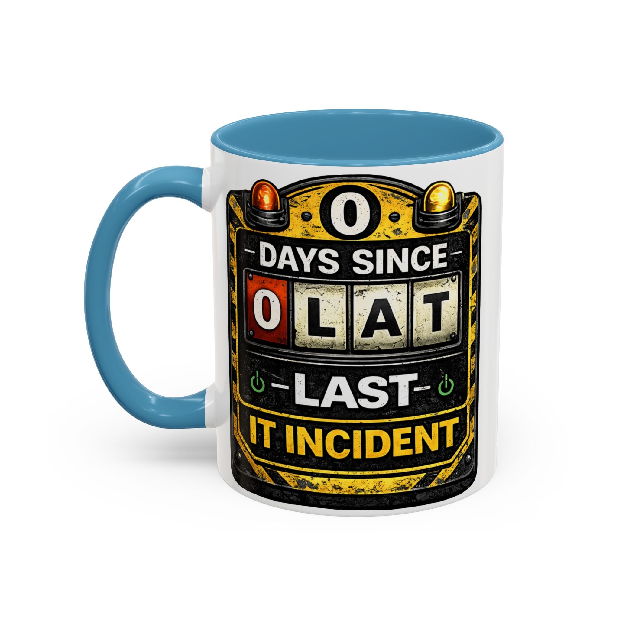 "0 Days Since Last IT Incident" IT Humor Accent Coffee Mug (11, 15oz)