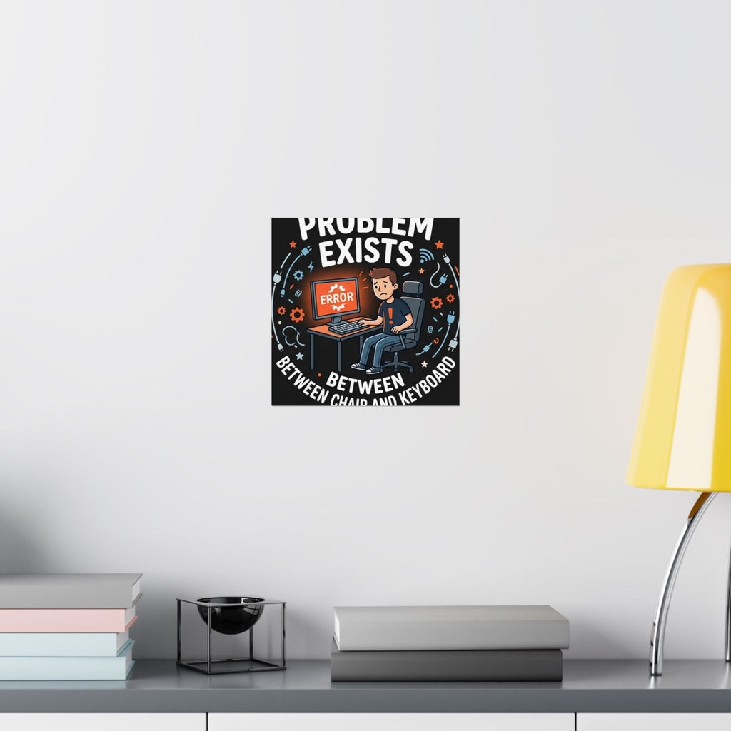 "Problem Exists Between Chair & Keyboard" Tech Humor Funny IT Matte Vertical Posters
