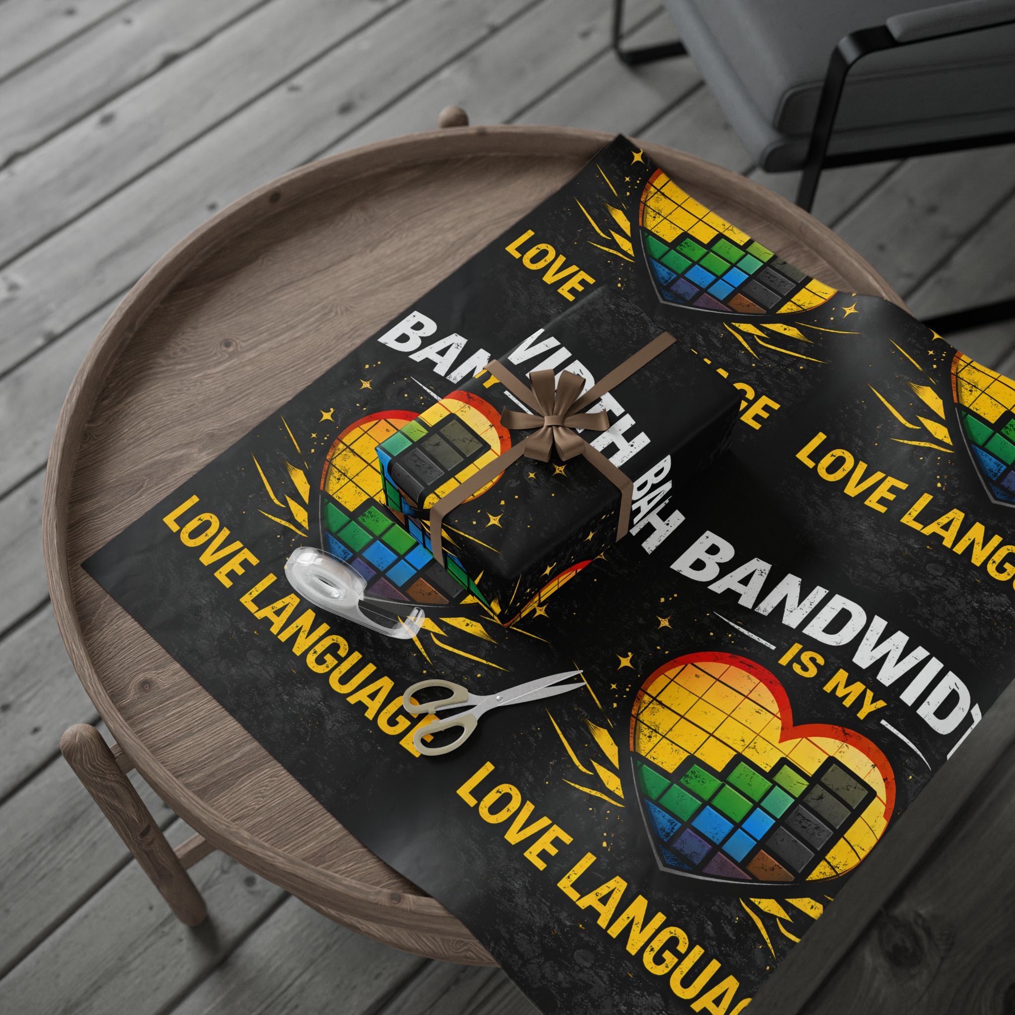 "Bandwidth is my Love Language" Funny IT Wrapping Paper - Tech Humor Gift Wrap