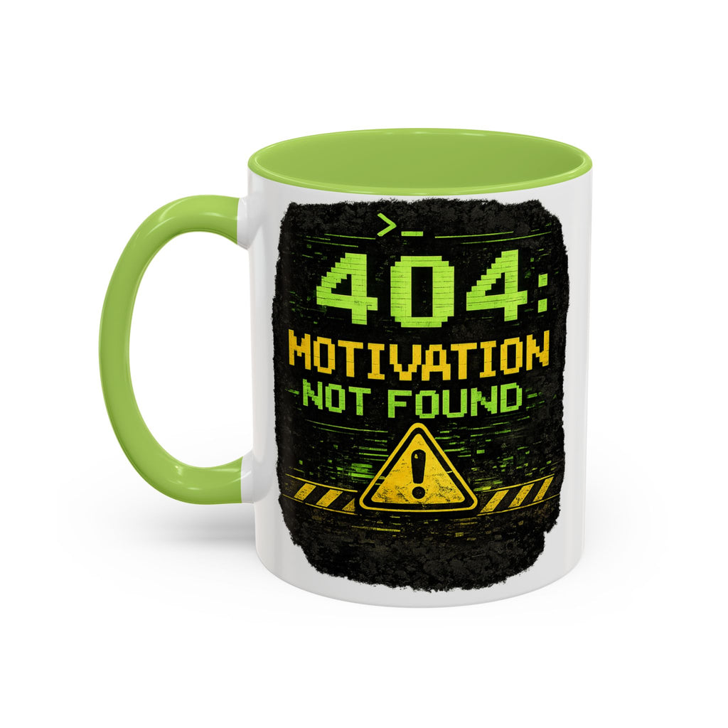"Error 404 Motivation Not Found" IT Humor Accent Coffee Mug (11, 15oz)