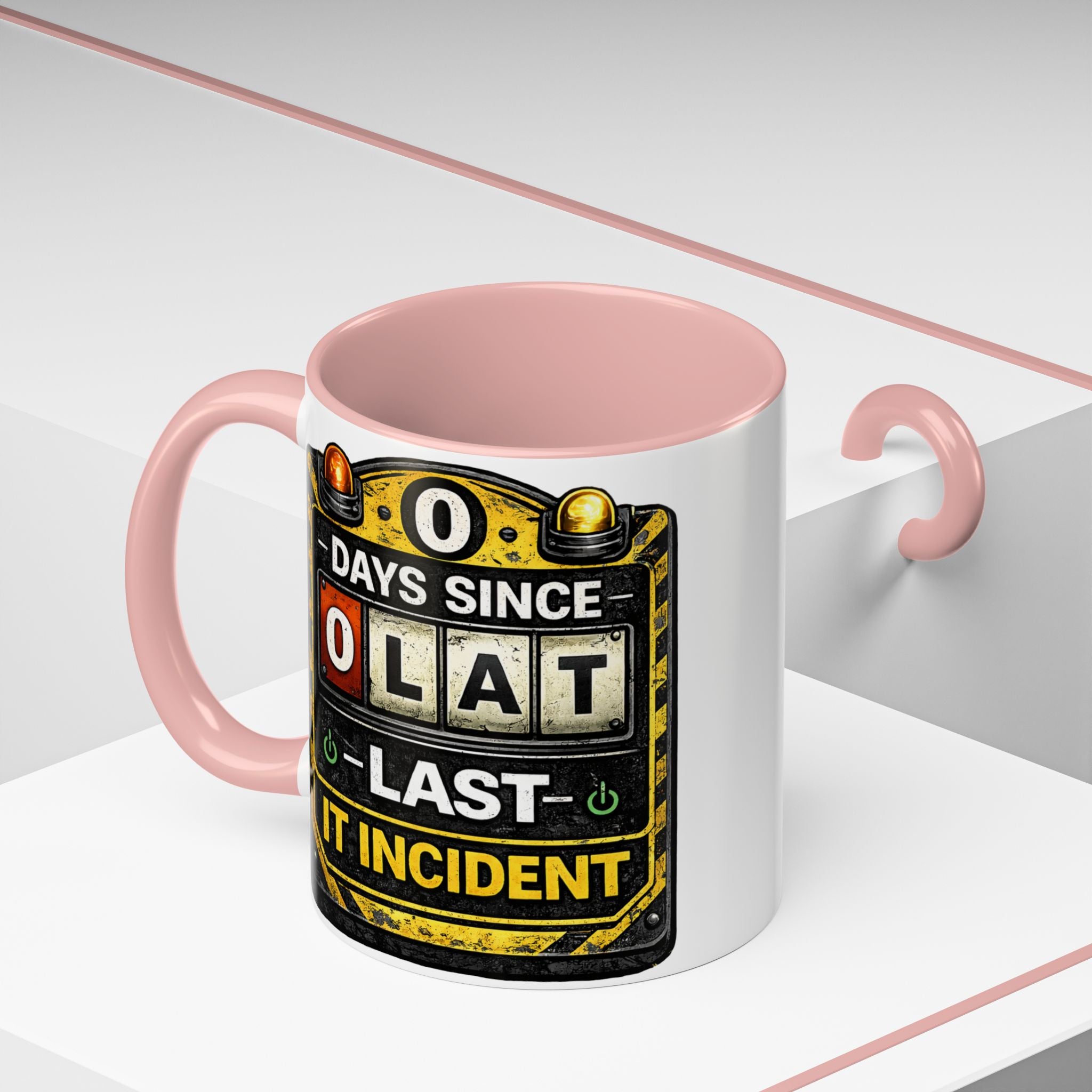 "0 Days Since Last IT Incident" IT Humor Accent Coffee Mug (11, 15oz)