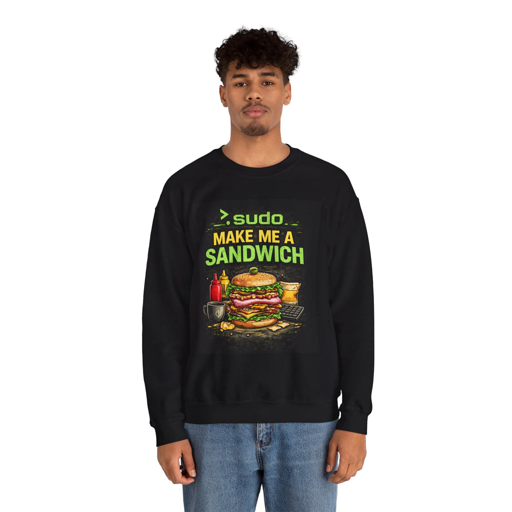 Tech Humor Sweatshirt - ">. sudo make me a sandwich" Graphic Crewneck
