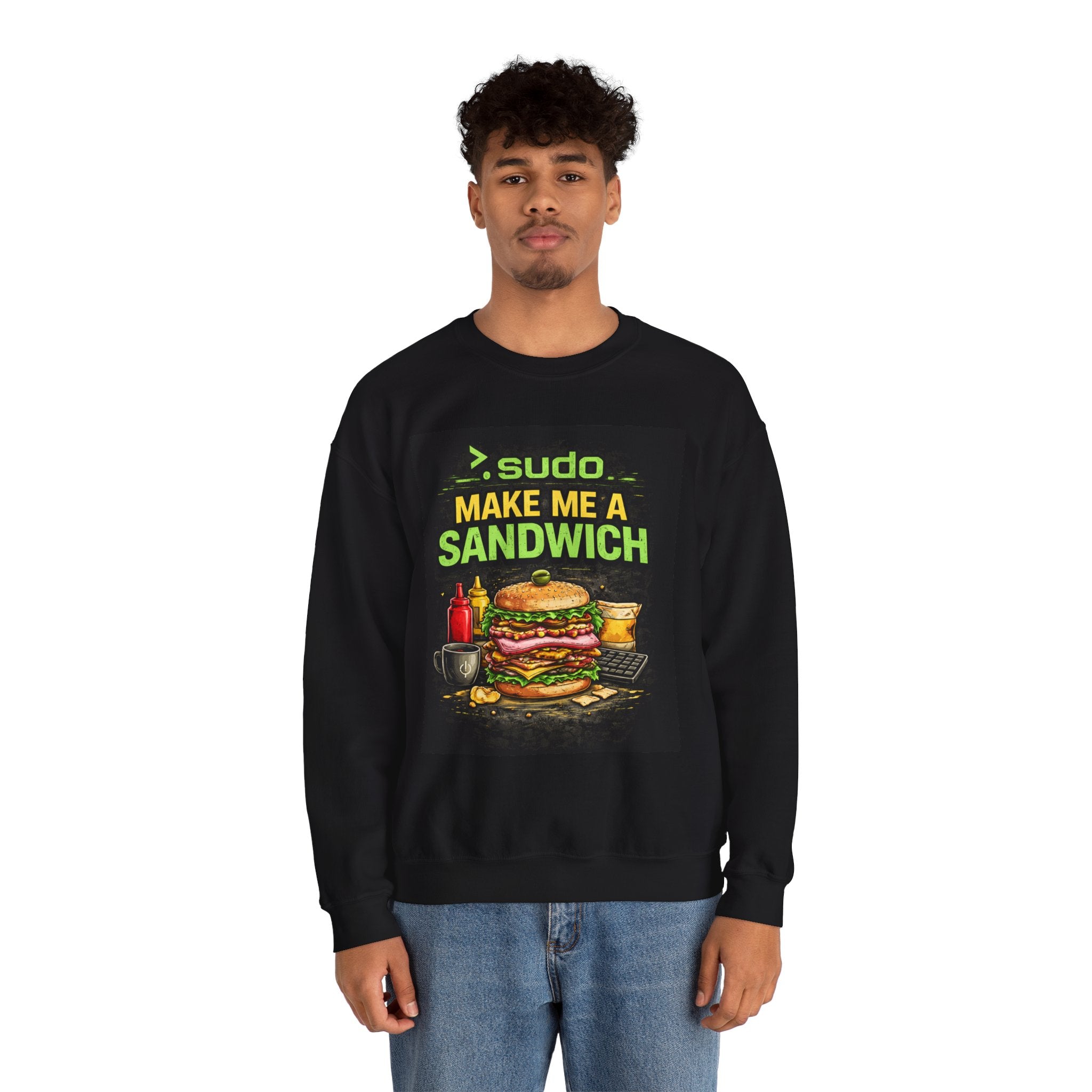 Tech Humor Sweatshirt - ">. sudo make me a sandwich" Graphic Crewneck