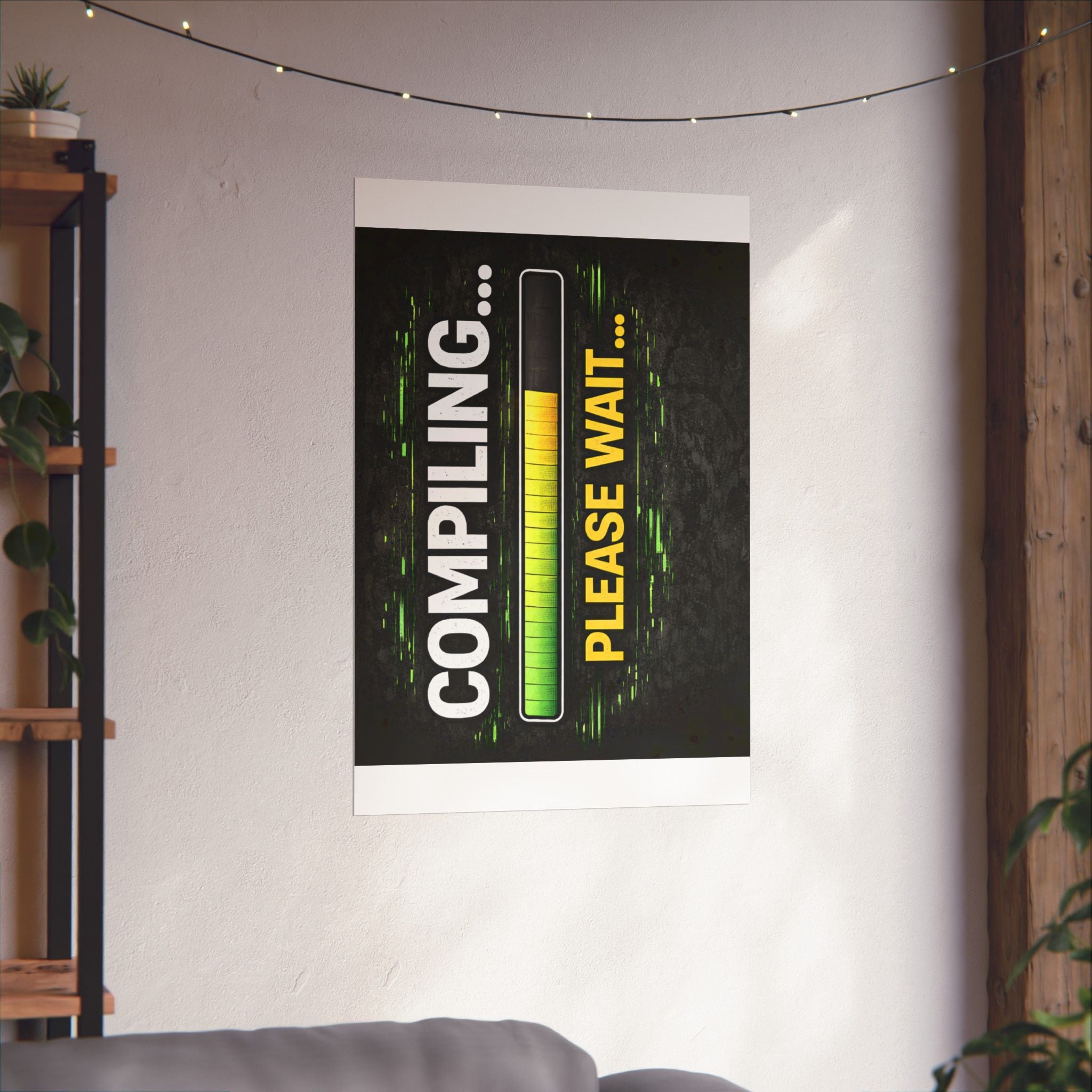"Compiling... Please Wait" Tech Geek Humor Funny IT Matte Vertical Posters