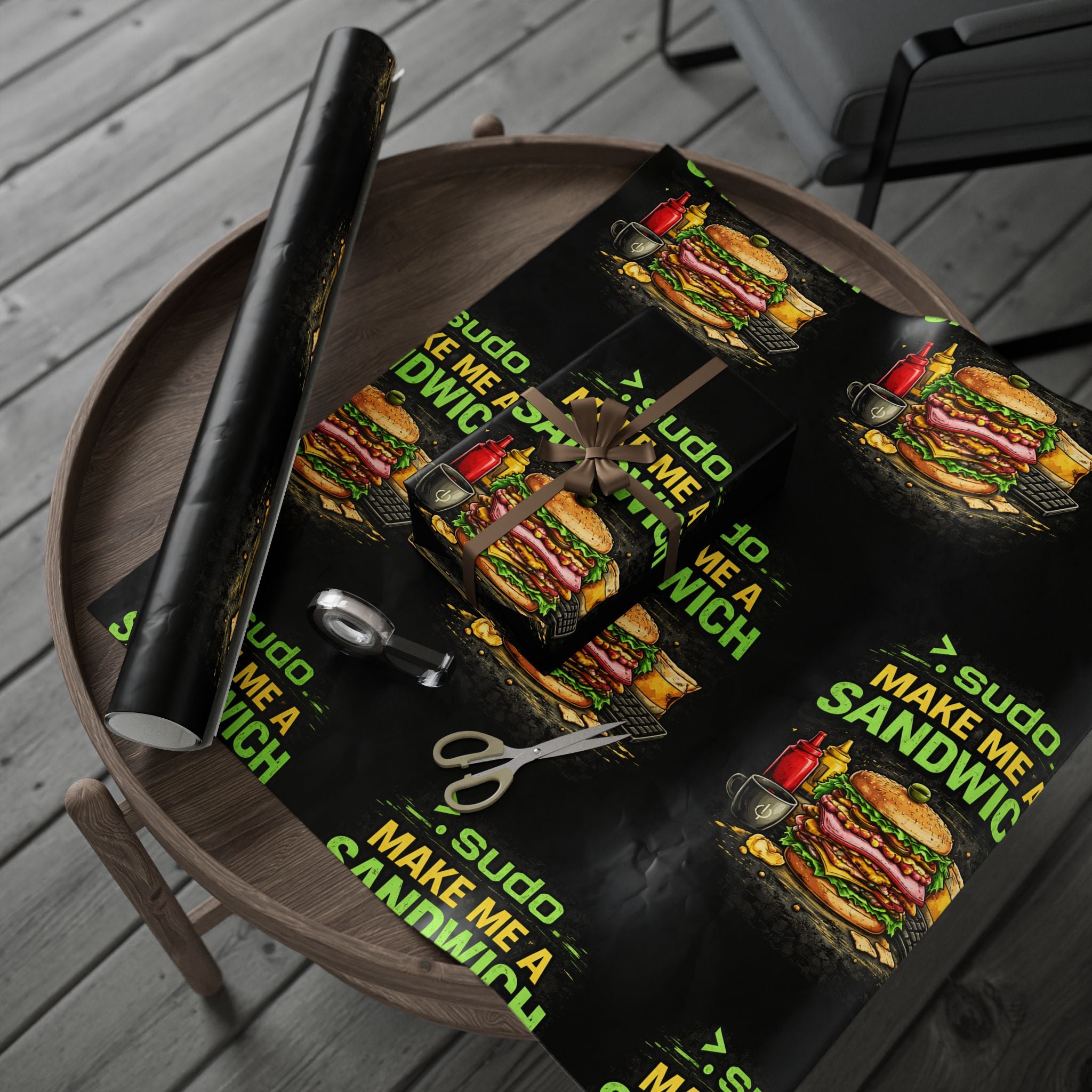 ">.Sudo Make Me ASandwich" Funny IT Wrapping Paper – Funny Tech Gift Wrap