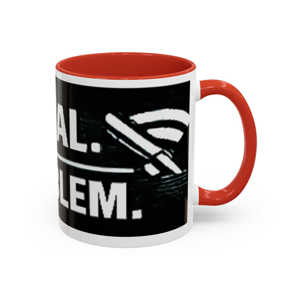 "No Signal No Problem" IT Humor Accent Coffee Mug (11, 15oz)