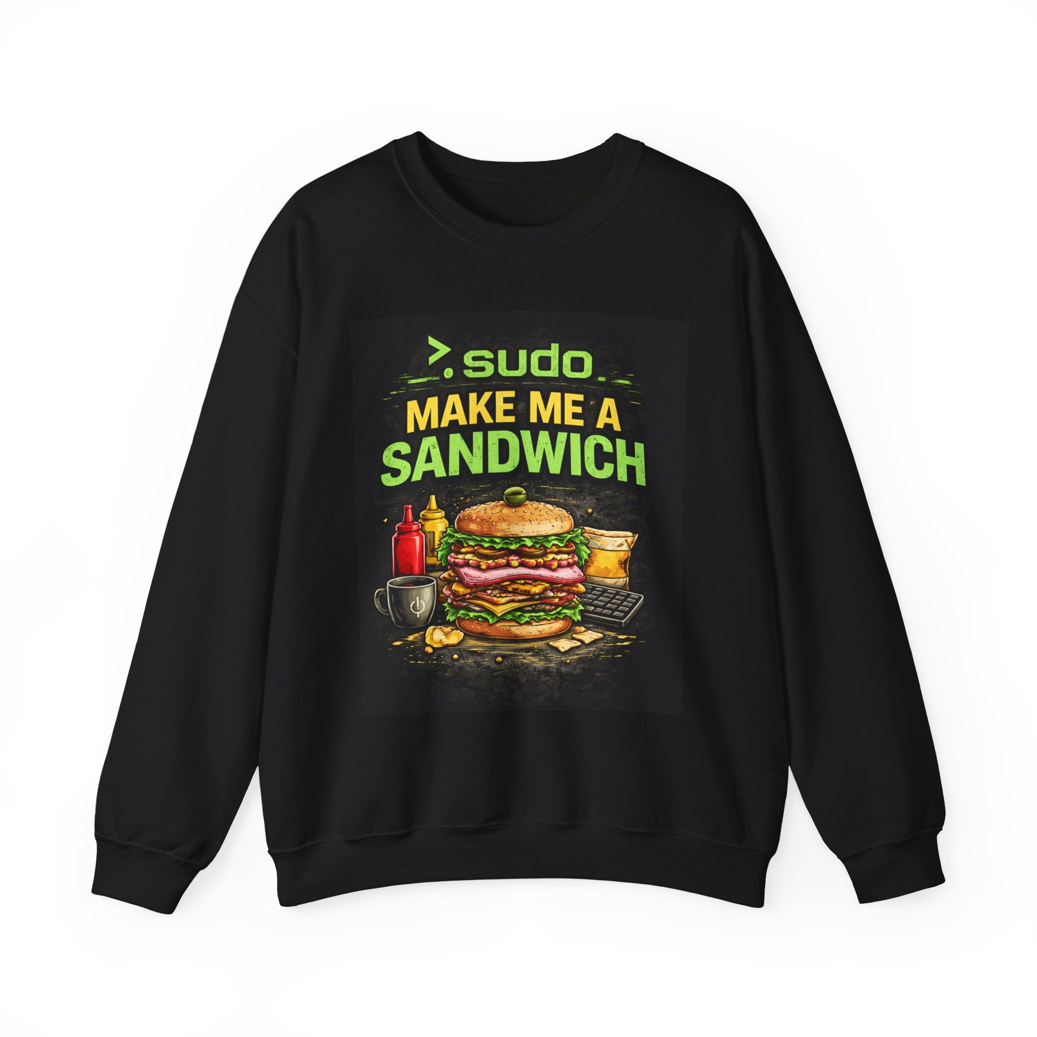 Tech Humor Sweatshirt - ">. sudo make me a sandwich" Graphic Crewneck