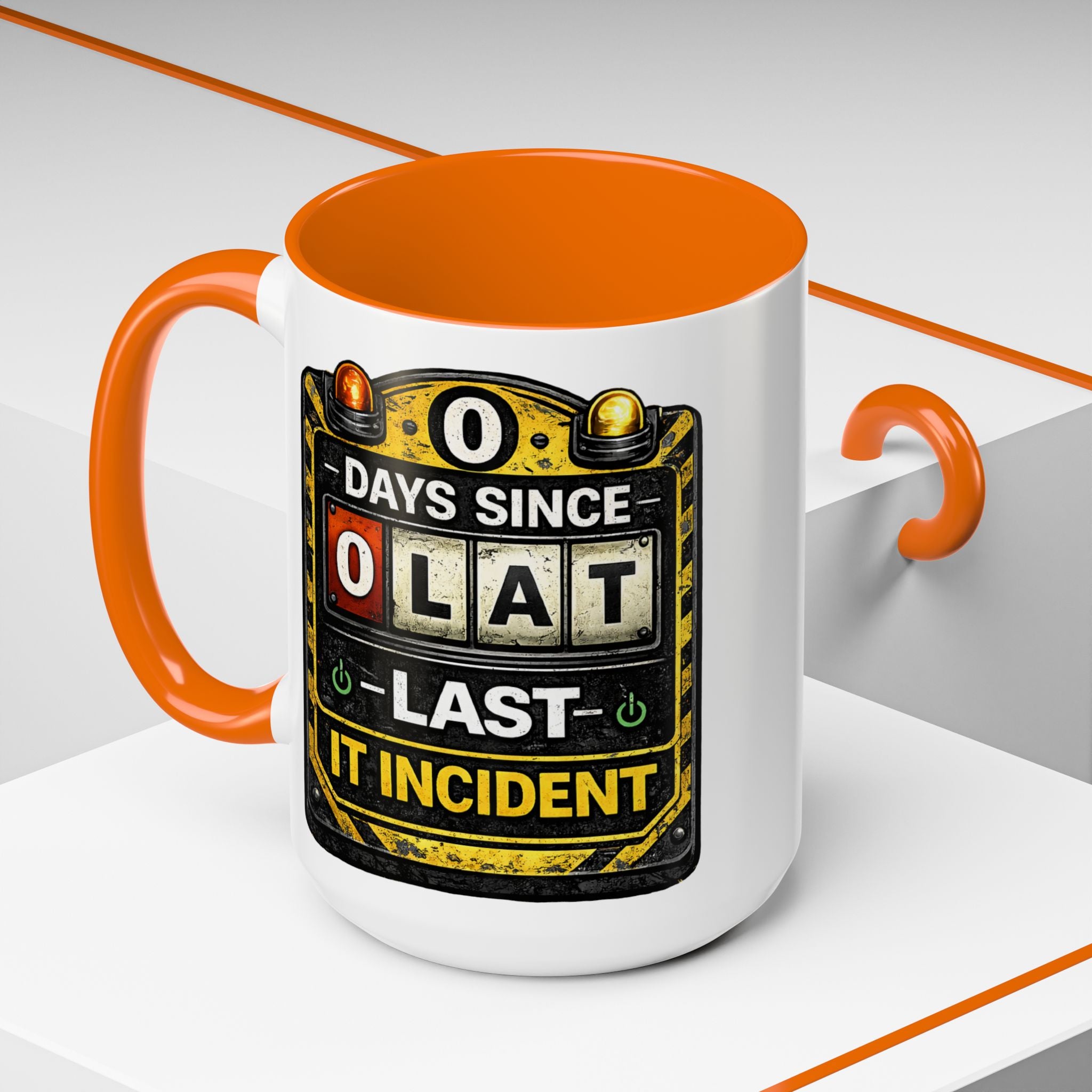 "0 Days Since Last IT Incident" IT Humor Accent Coffee Mug (11, 15oz)