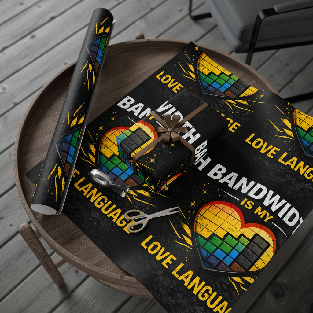 "Bandwidth is my Love Language" Funny IT Wrapping Paper - Tech Humor Gift Wrap