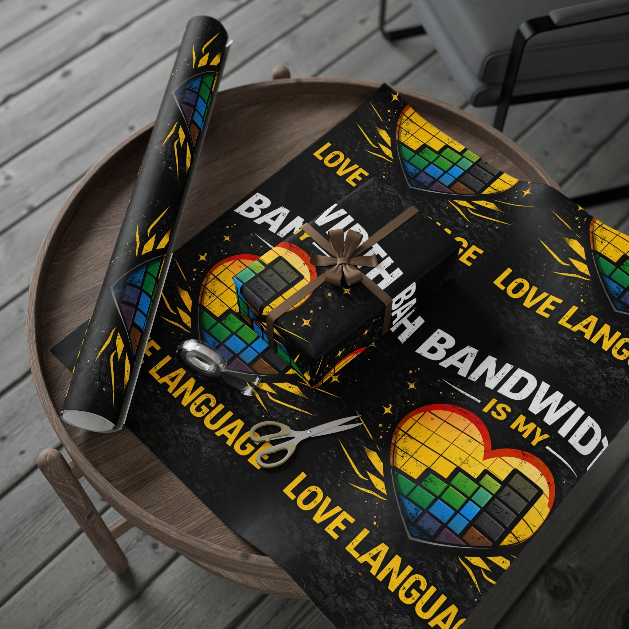 "Bandwidth is my Love Language" Funny IT Wrapping Paper - Tech Humor Gift Wrap