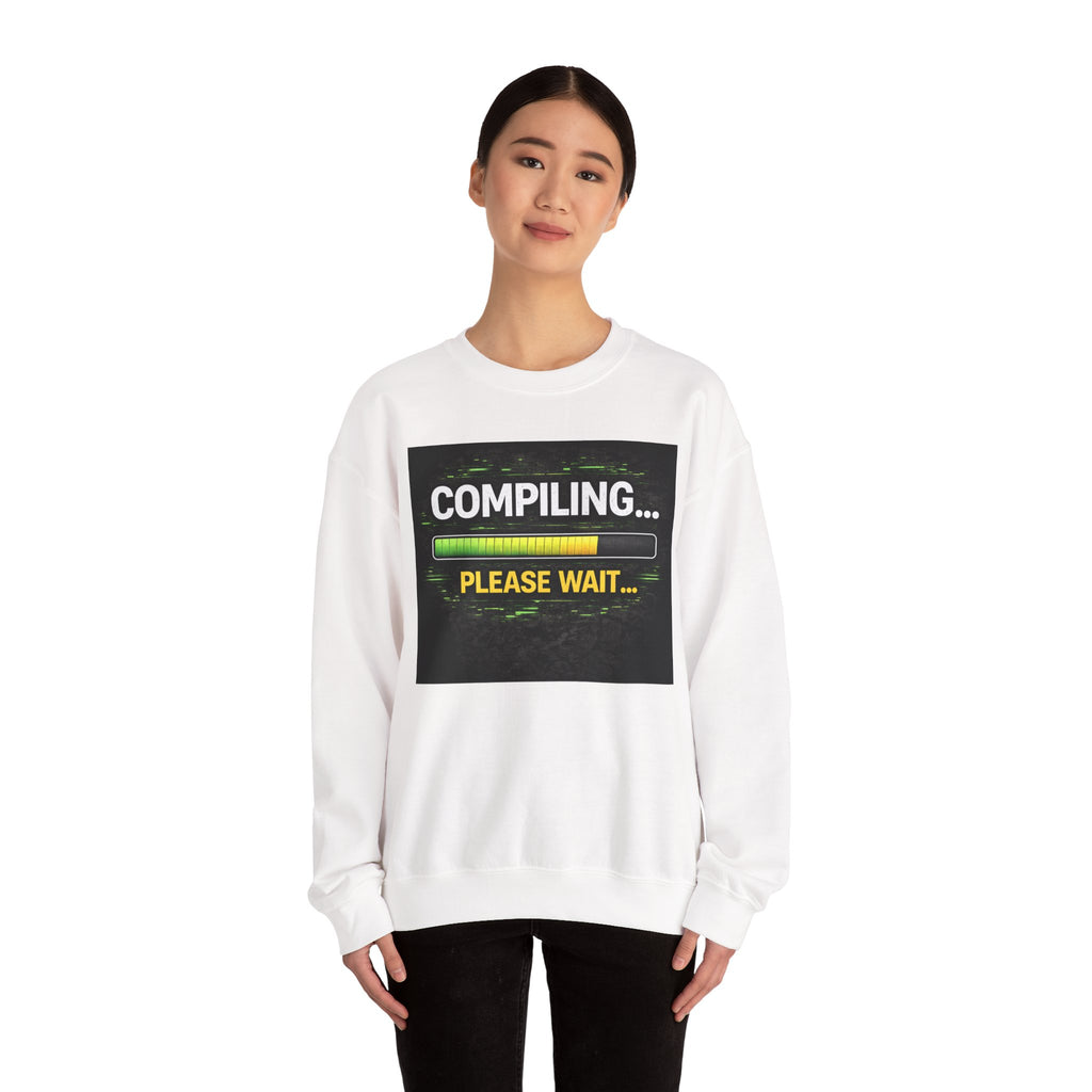 "Compiling... Please Wait" Tech Humor Crewneck Sweatshirt