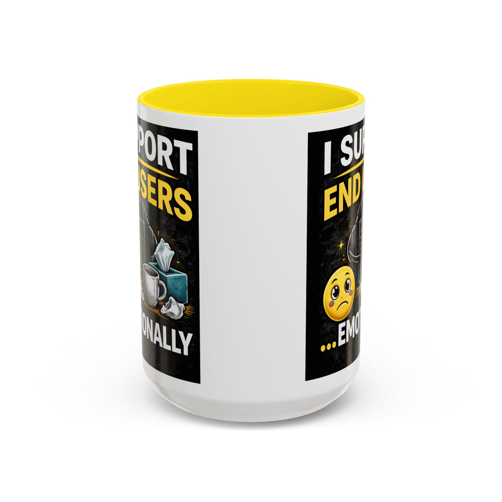 "I Support End Users, Emotionally" IT Humor Accent Coffee Mug (11, 15oz)