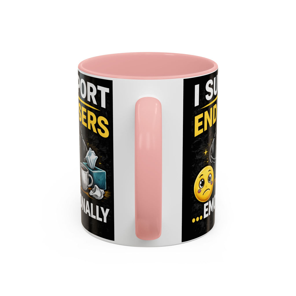 "I Support End Users, Emotionally" IT Humor Accent Coffee Mug (11, 15oz)