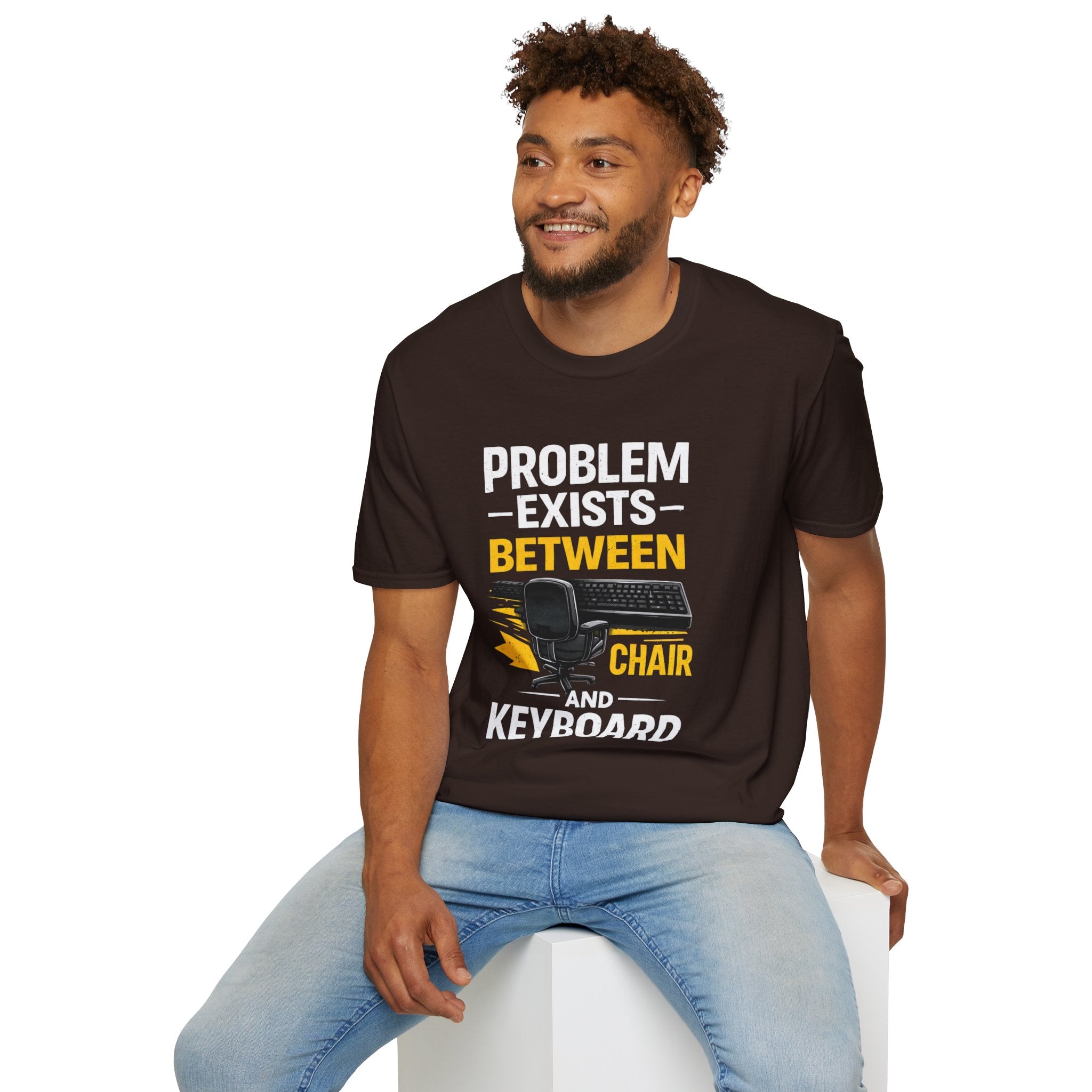 "Problem Exists Between Chair and Keyboard" Tech Humor T-Shirt — Funny Gamer/IT Tee