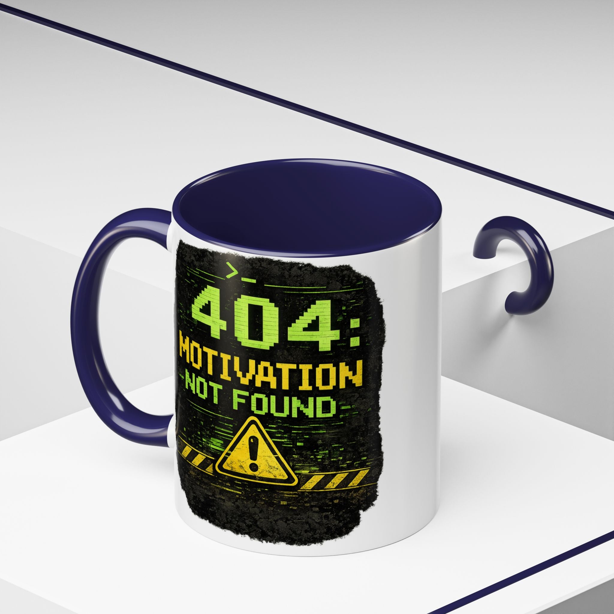 "Error 404 Motivation Not Found" IT Humor Accent Coffee Mug (11, 15oz)