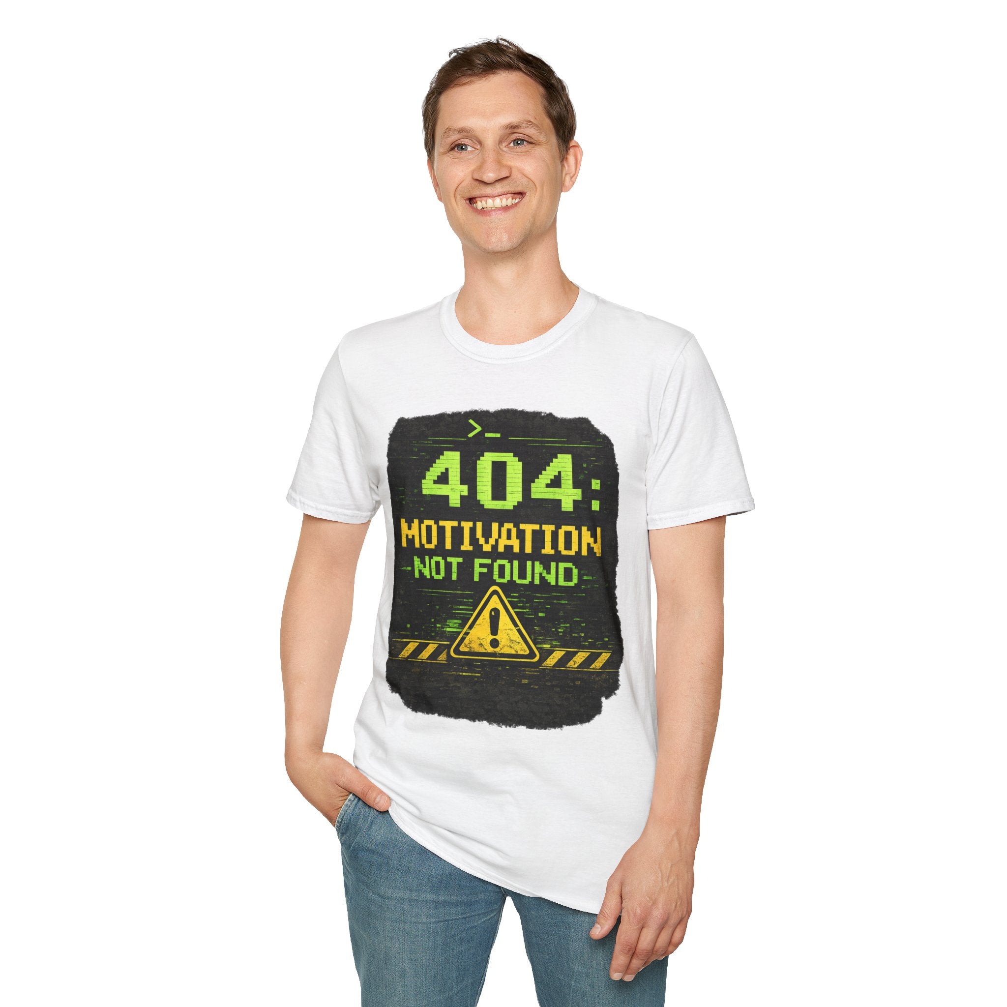 "404: Motivation Not Found" Funny IT Graphic Tee- Tech Humor T-Shirt