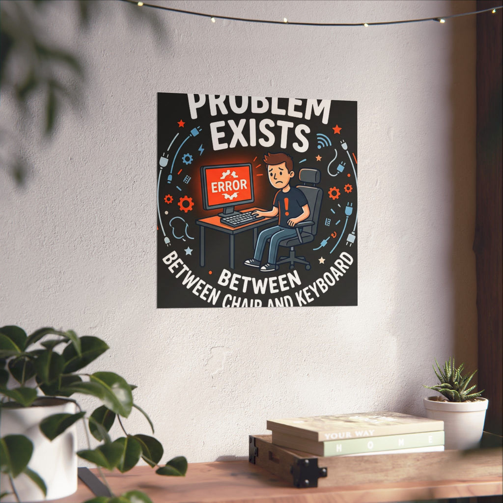 "Problem Exists Between Chair & Keyboard" Tech Humor Funny IT Matte Vertical Posters