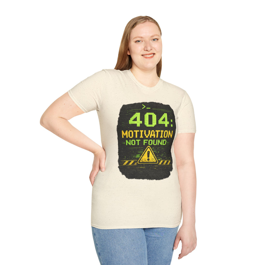 "404: Motivation Not Found" Funny IT Graphic Tee- Tech Humor T-Shirt
