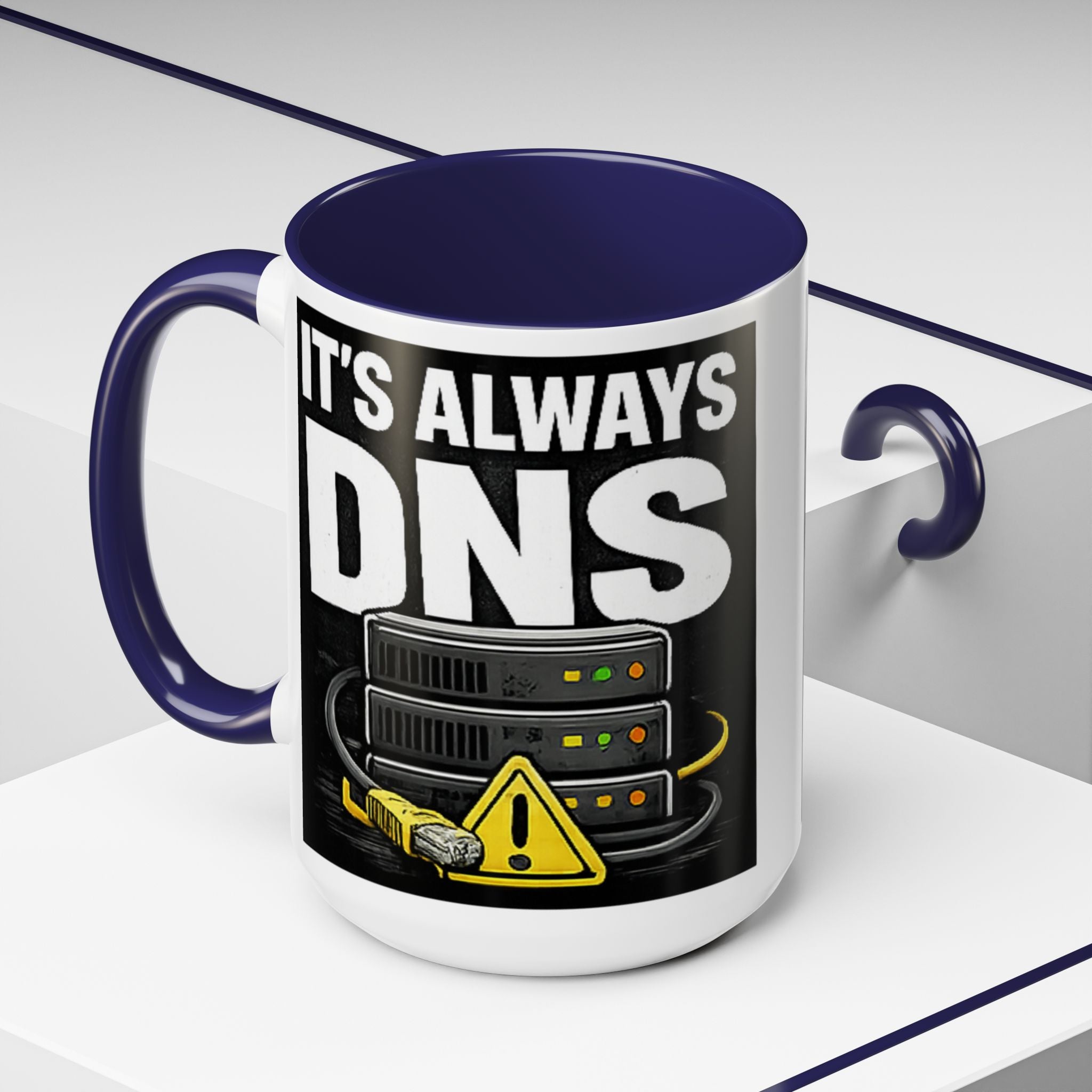 "It's Always DNS" IT Humor Accent Coffee Mug (11, 15oz)