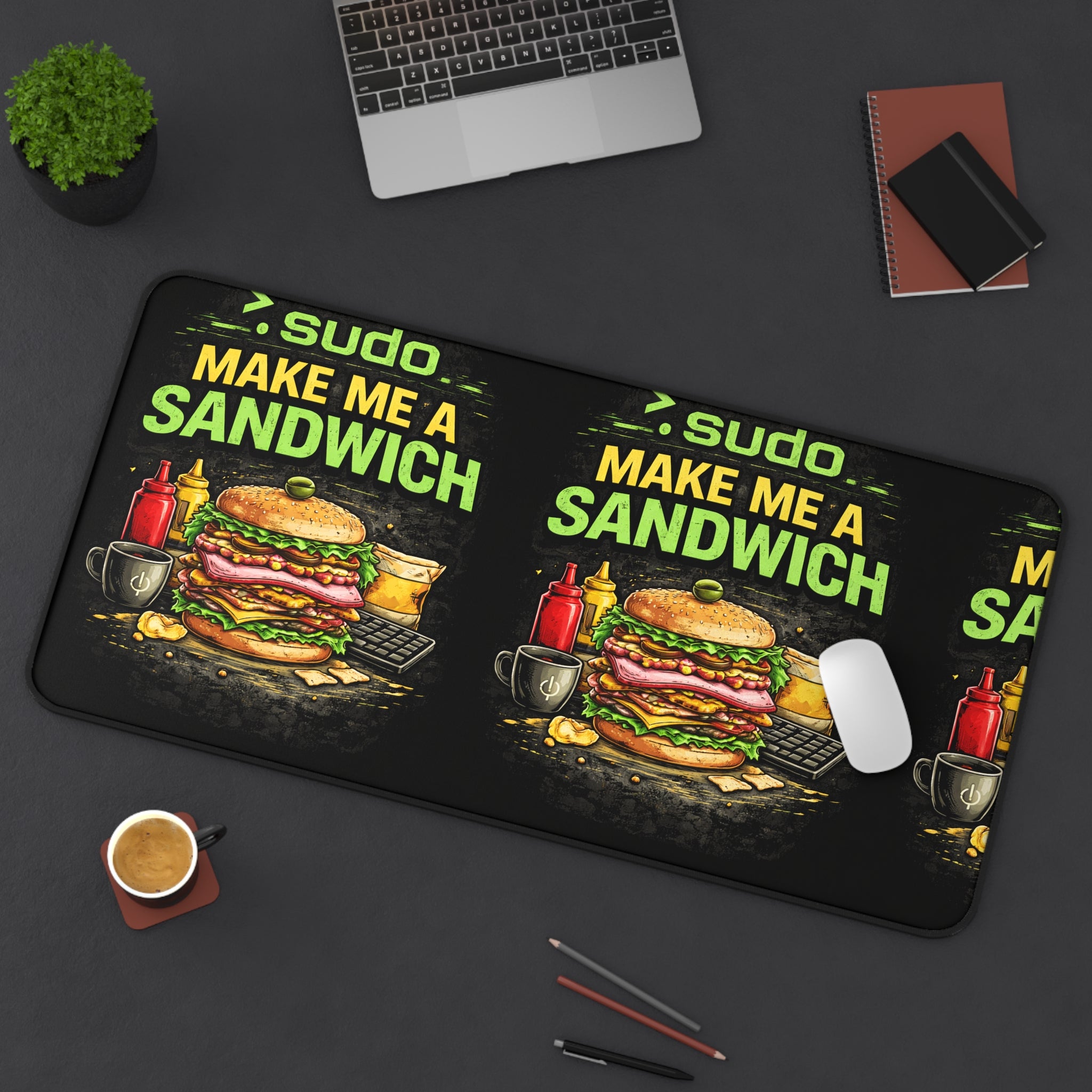 ">. sudo make me a sandwich" Funny IT Mouse Pad Programmer Gaming Tech Humor Desk Mat