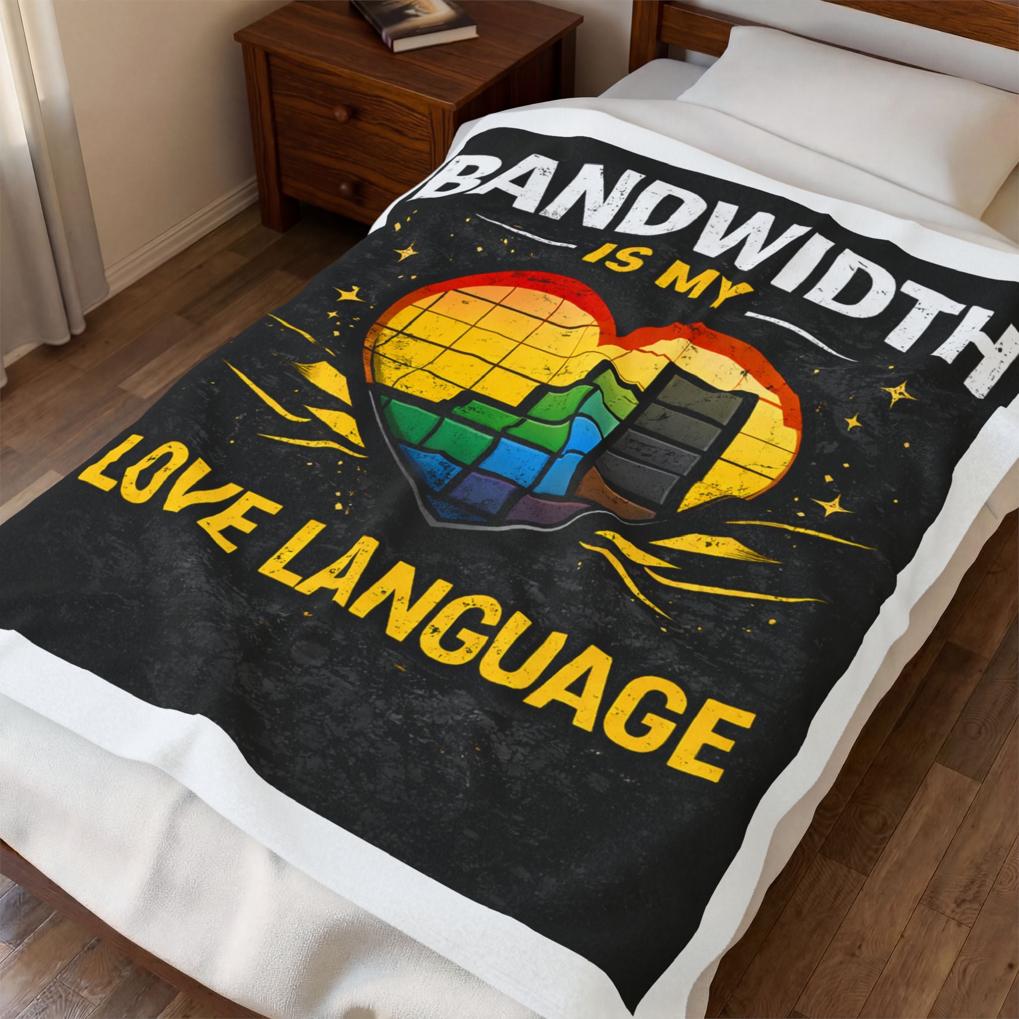 "Bandwidth is my Love Language" IT Humor Funny IT Velveteen Plush Blanket