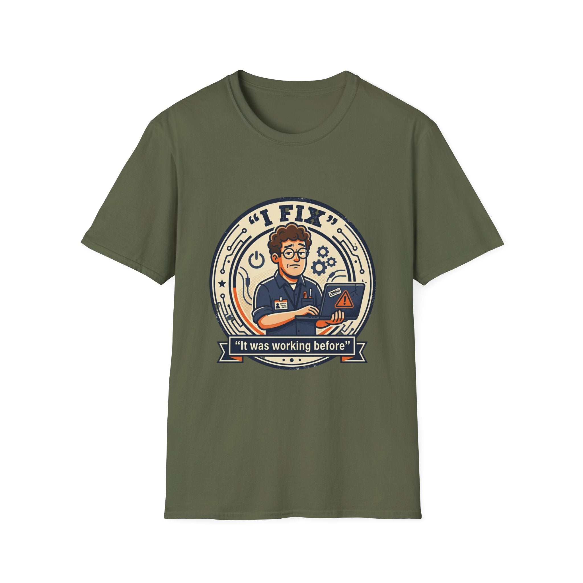 "I Fix: It Worked Before" Funny IT T-Shirt — Tech Support Humor Tee