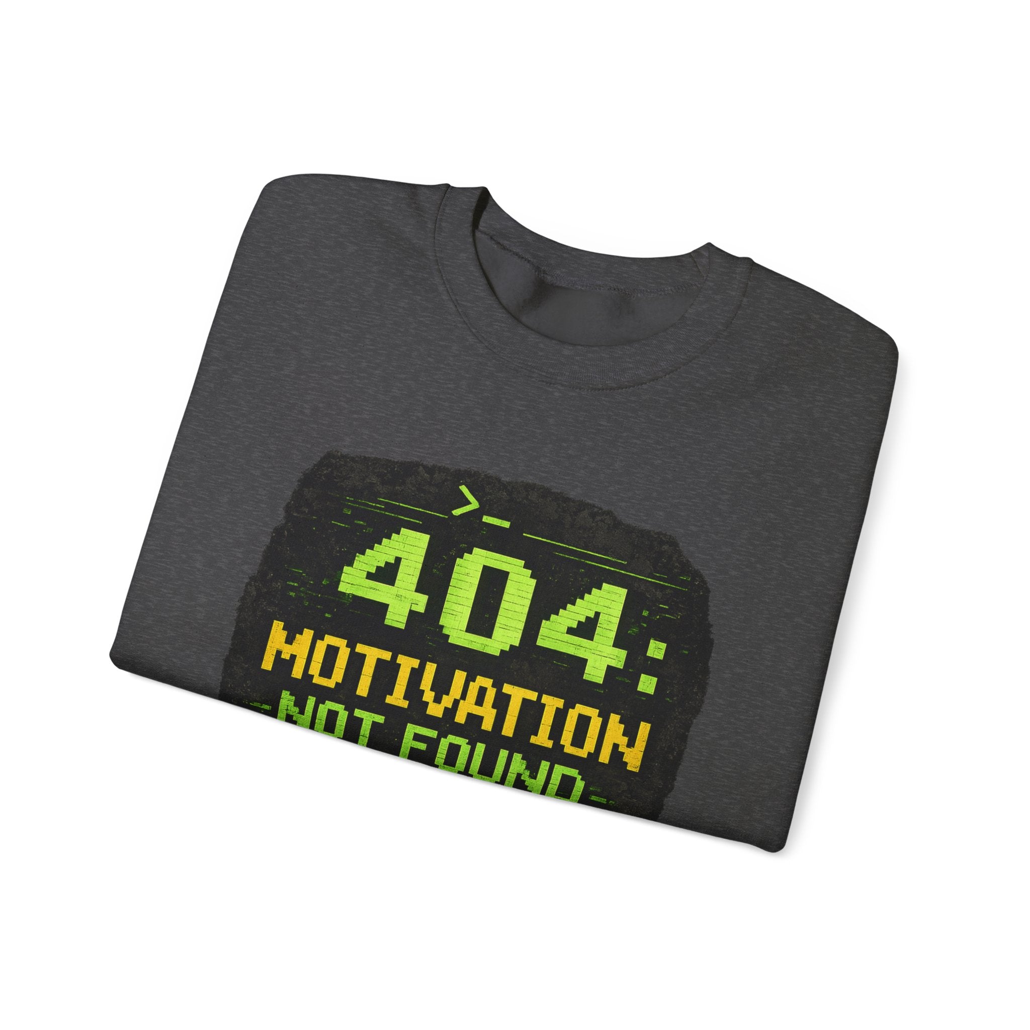 "404: Motivation Not Found" Funny Tech Graphic Crewneck Sweatshirt