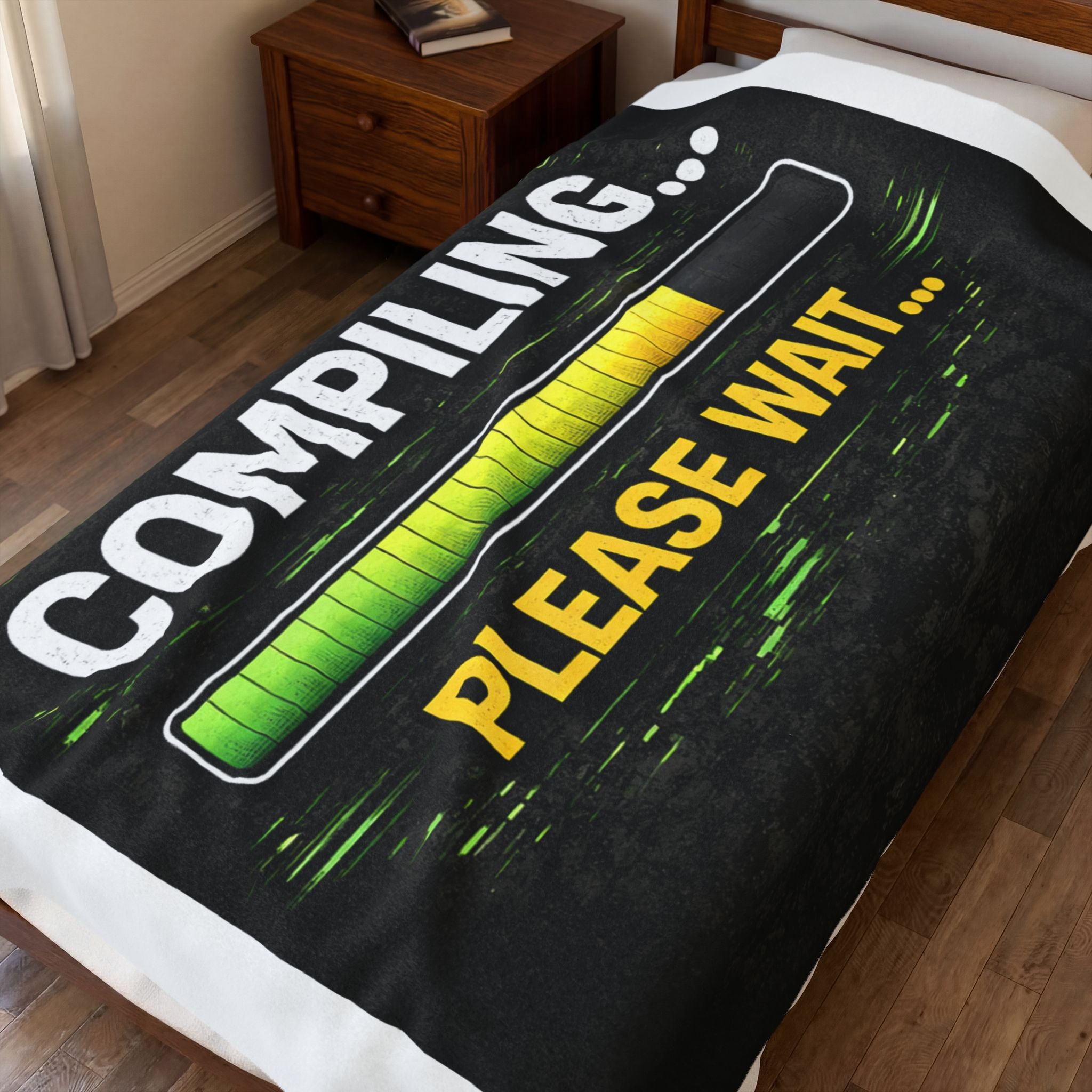 "Compiling... Please Wait" Geek Humor Funny IT Velveteen Plush Blanket