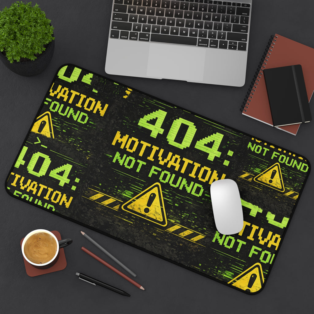 "404 Motivation Not Found" Funny IT Mouse Pad Gamer/Programmer Tech Humor Desk Mat