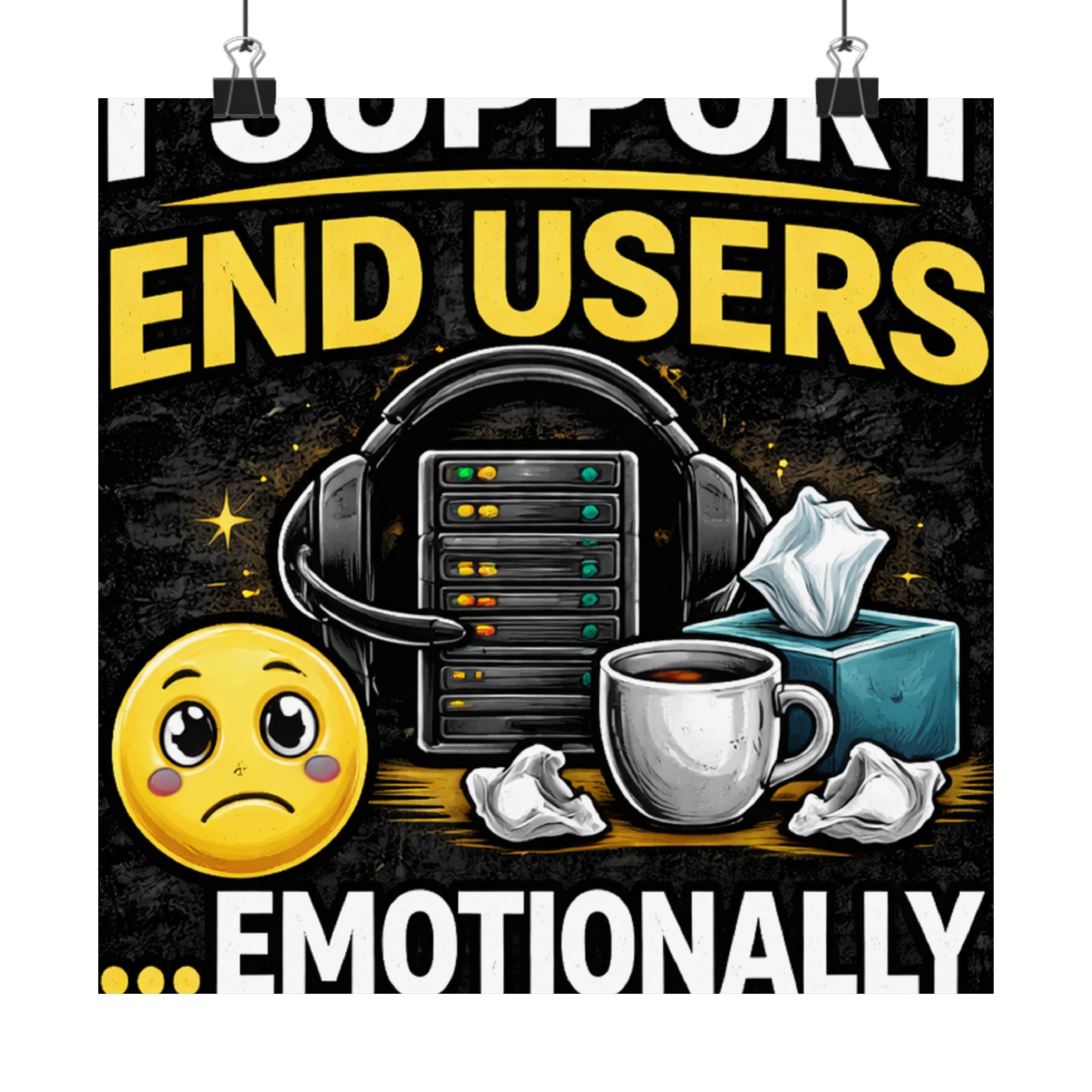 "I Support End Users.... Emotionally" Tech Humor Funny IT Matte Vertical Posters